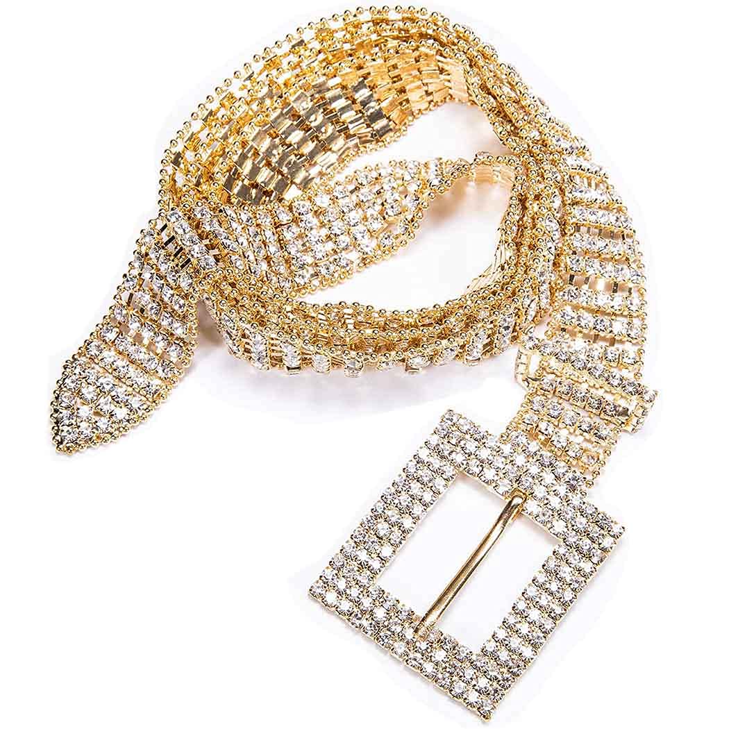 Yokawe Women's Crystal Rhinestone Chain Waist Belt - Sparkly Body Jewelry for Nightclub, Party, Festival & Beach Outfits - Sexy Waist Accessory for Women