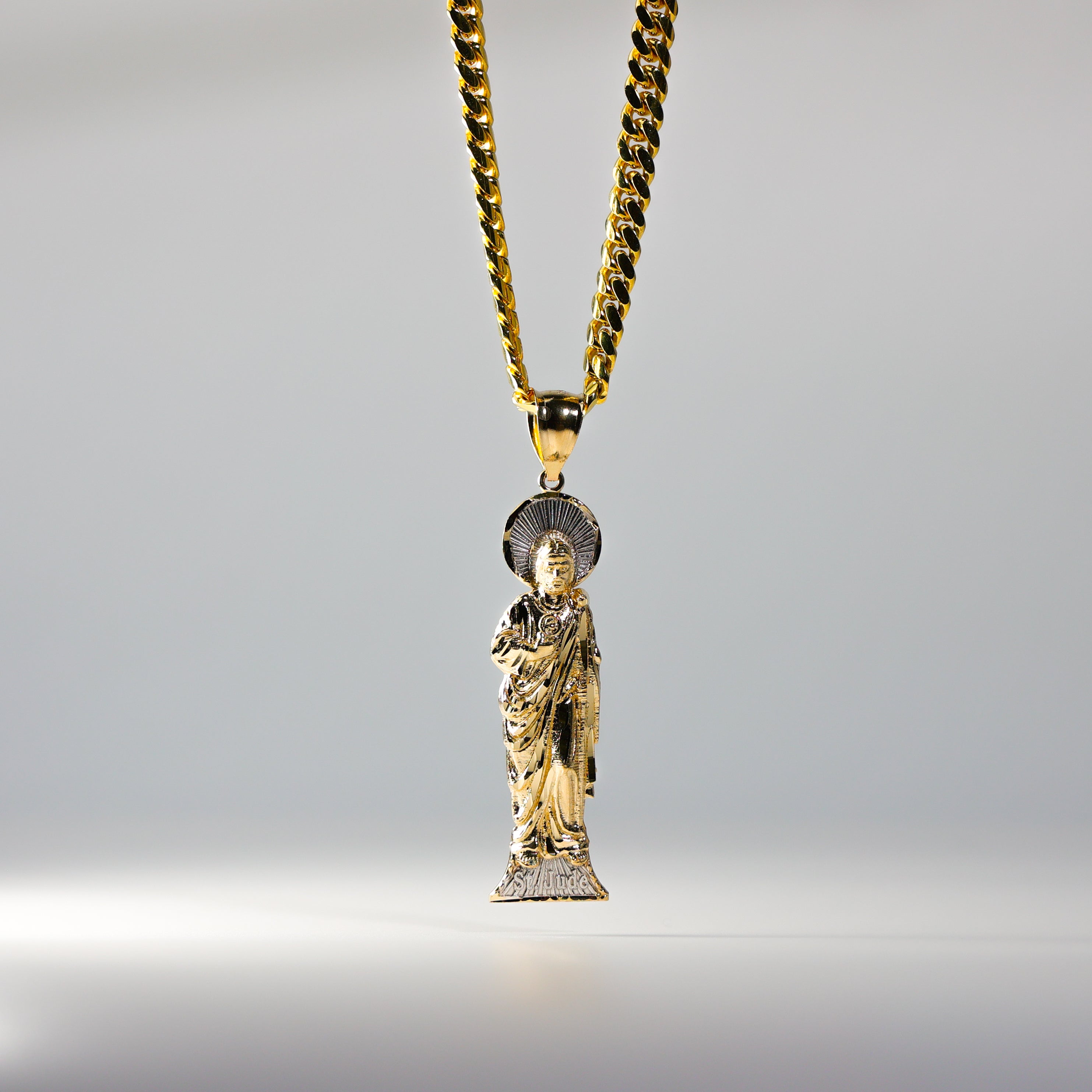 St. Jude Thaddeus Standing Pendant Necklace - 14K Gold Large Religious Medal - Model 1145 - Perfect for Catholic Gifts, Baptism, First Communion & Faith Jewelry