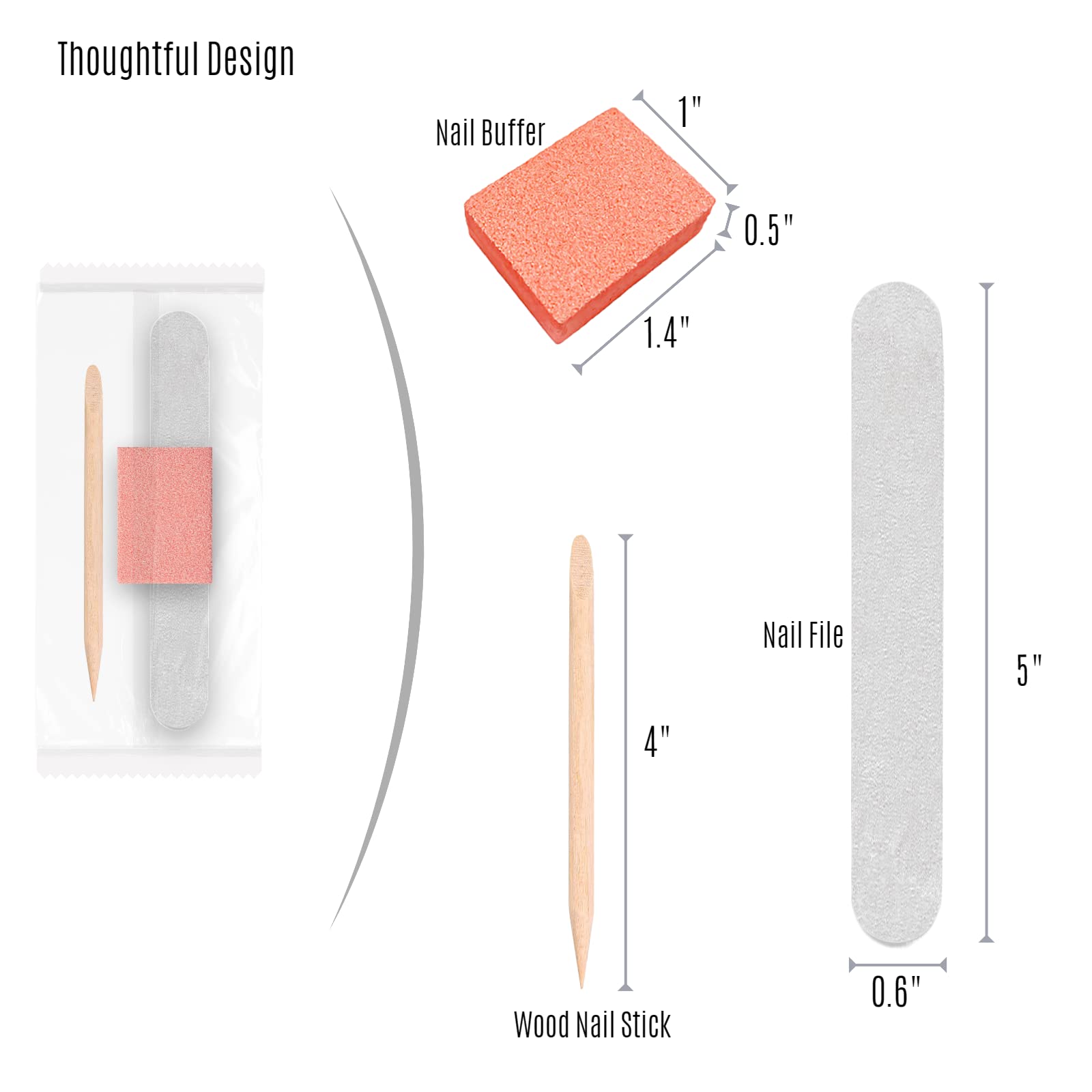 Professional 24-Pack Disposable Manicure & Pedicure Kit - Wooden Nail Files, Mini Buffers & Cuticle Sticks - Individually Wrapped for Hygiene - Perfect for Nail Salons, Home Care & Travel Grooming