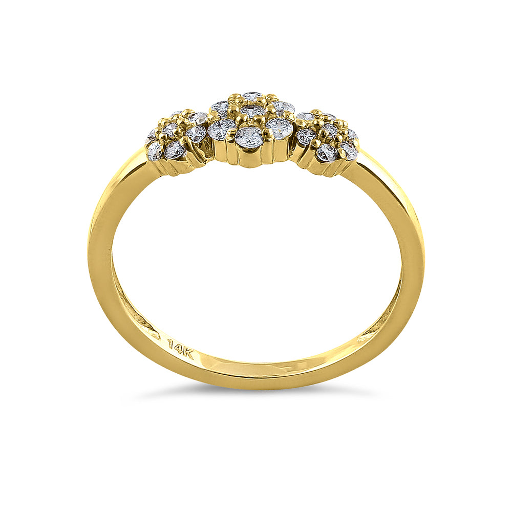 14K Yellow Gold Flower Cluster Diamond Ring for Women - Elegant Floral Engagement, Wedding, Anniversary Jewelry Gift - Perfect for Special Occasions & Everyday Wear