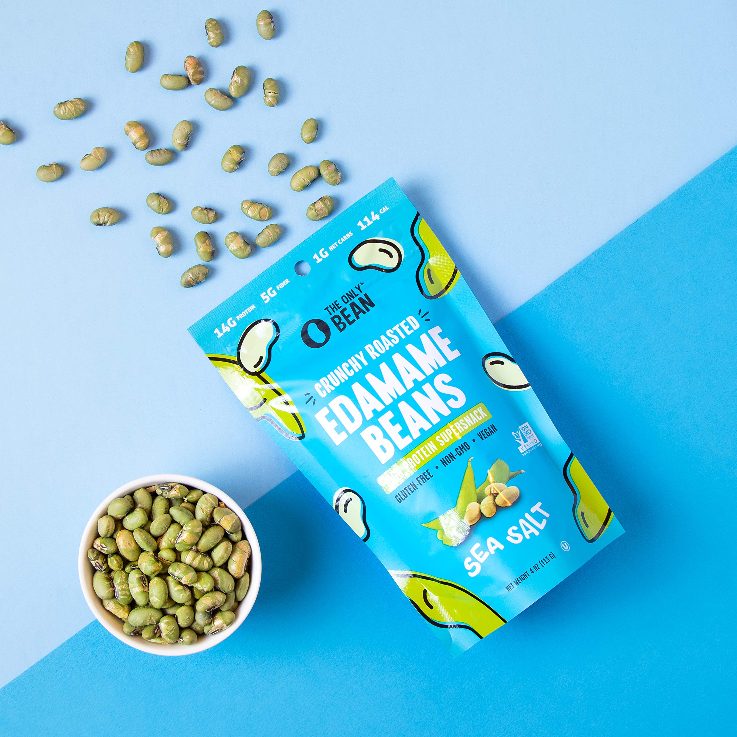 Crunchy Roasted Edamame Beans with Sea Salt - High Protein Keto Snack (14g Protein, 2g Net Carbs) - Low Calorie, Gluten-Free, Vegan Food - Perfect for On-the-Go, Office & Healthy Lifestyle - 4 oz (3 Pack)