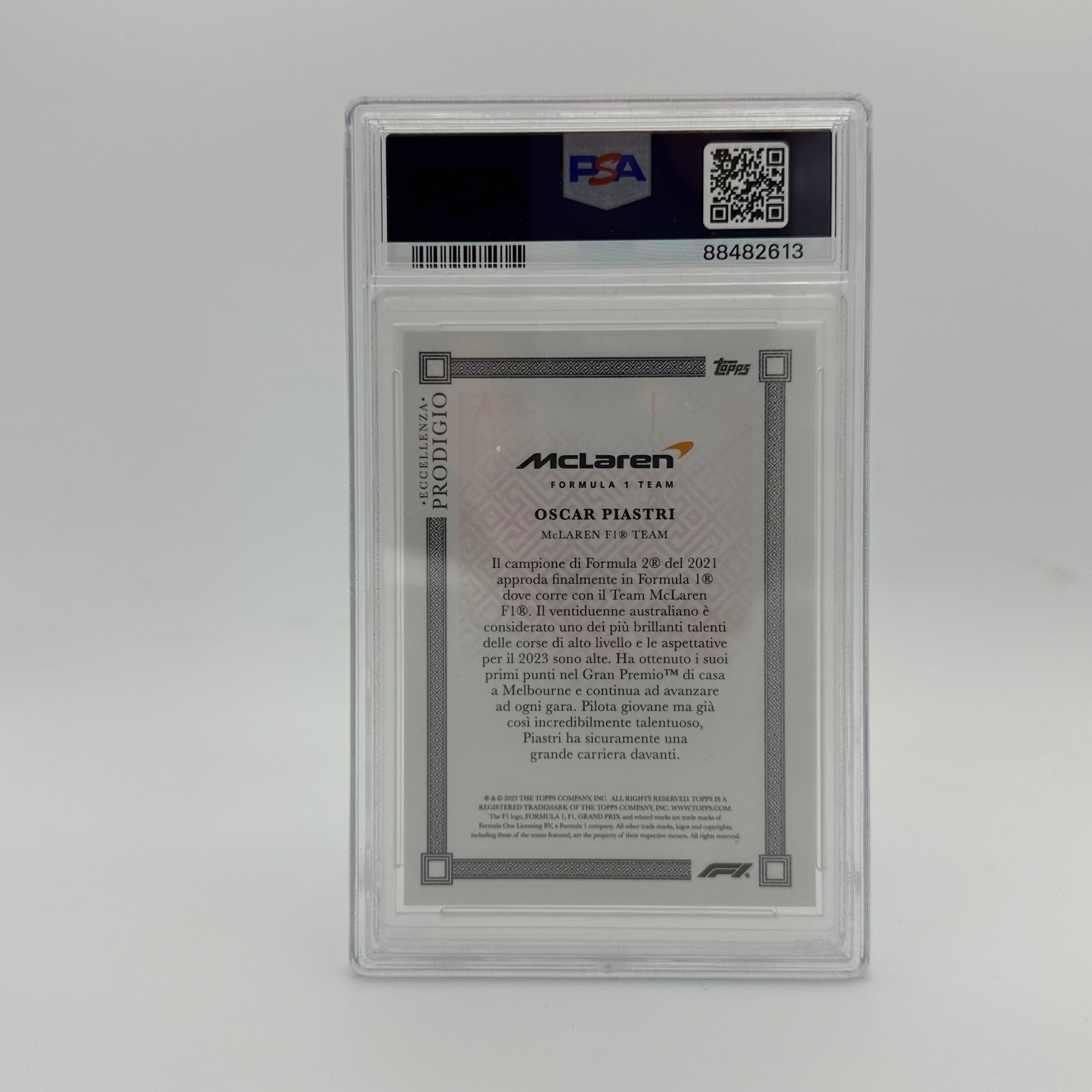 PSA 9 Graded 2008-10 Oscar Piastri 2023 Eccellenza Prodigio Red Rookie Card - Collectible Sports Memorabilia for Racing Fans & Card Investors