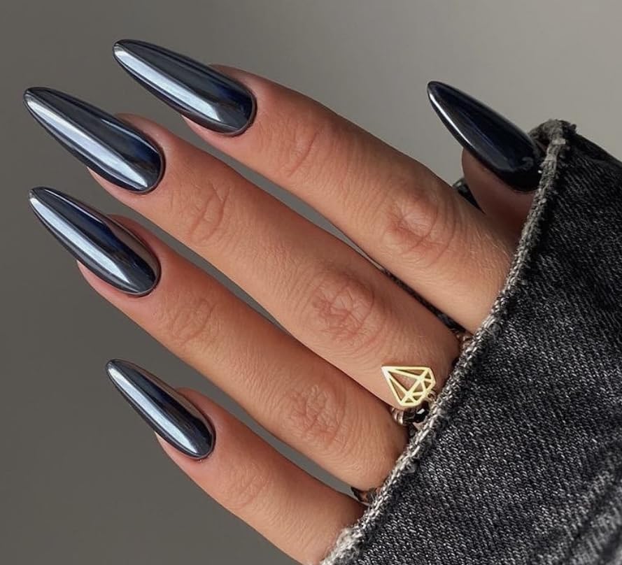 Midnight Black Chrome Nail Pigment Powder - Mirror Effect Smokey Black Nail Polish, Laser Glitter Powder for Nail Art & Makeup - DIY Crafting & Smokey Eyes Makeup (2) - Perfect for Nail Salons, Home Manicures & Party Looks