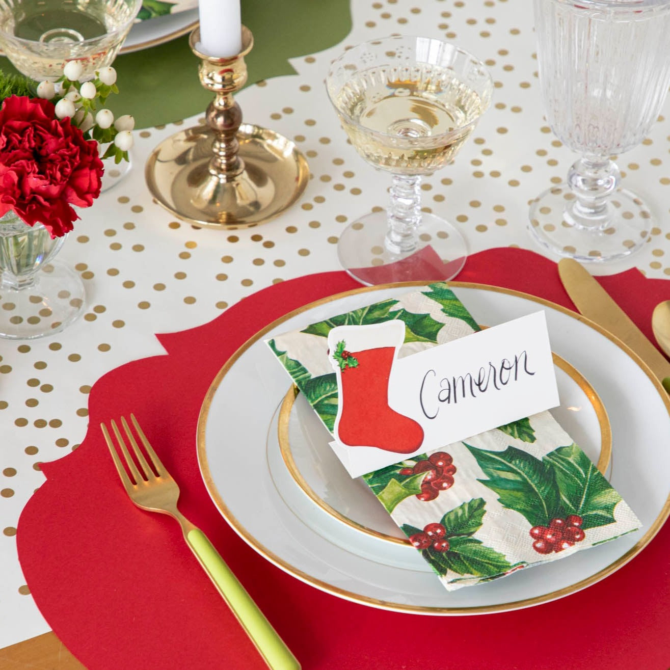 Elegant Red French Frame Die-Cut Placemat for Dining Table Decor – Perfect for Dinner Parties, Holiday Gatherings & Home Styling