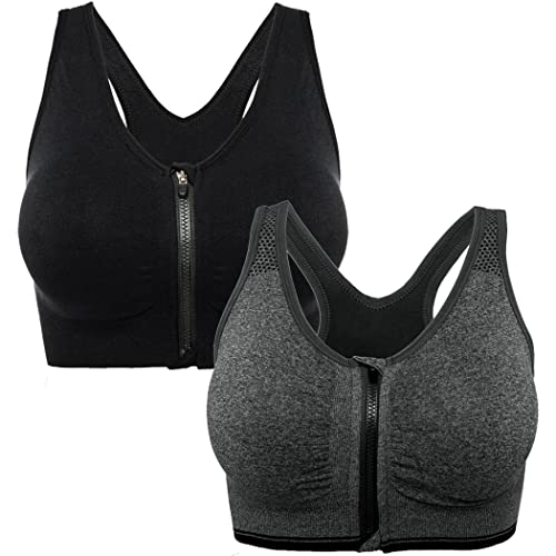2 Packs Zipper Bra(black+grey)