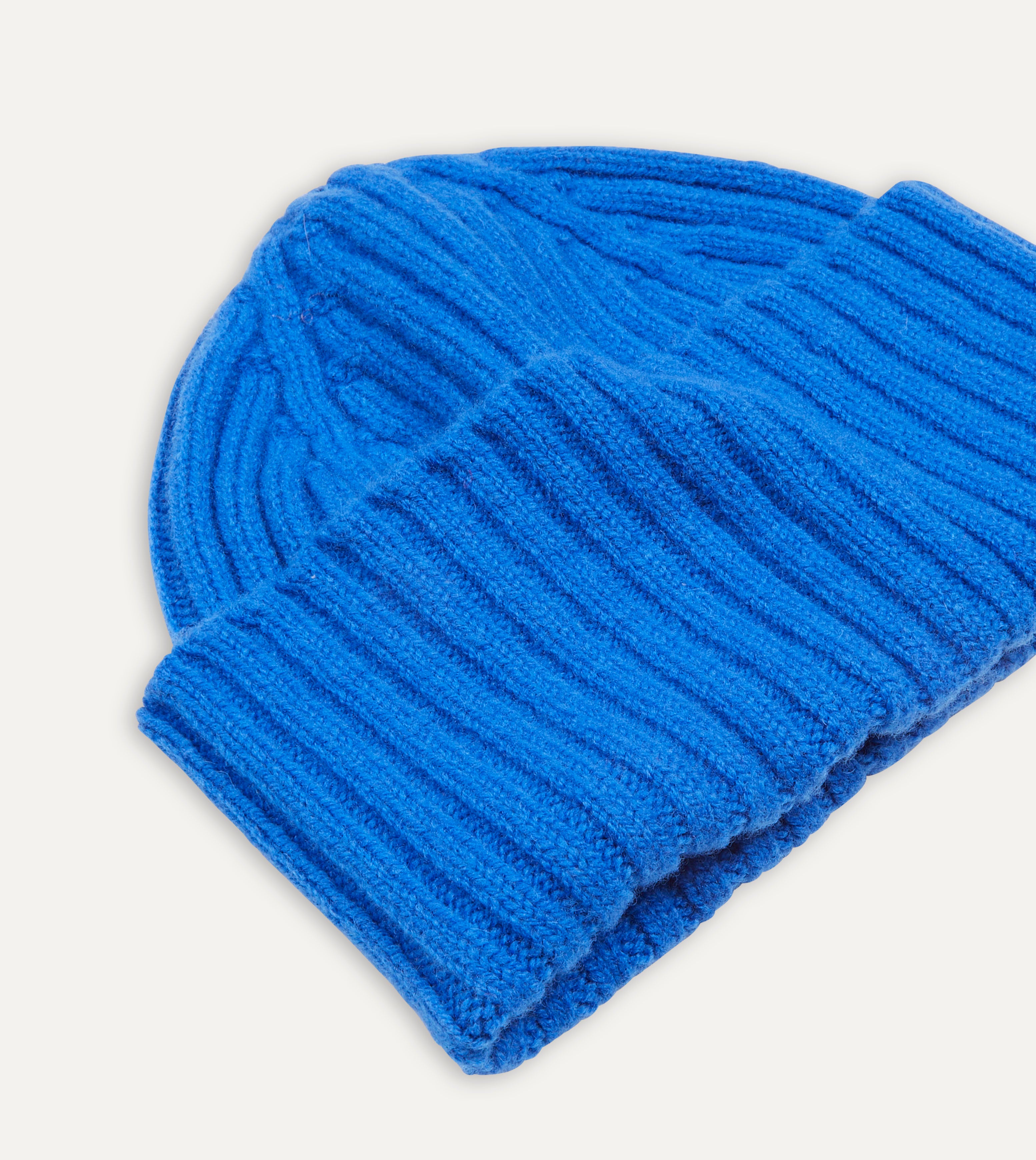 Cozy Blue Lambswool Ribbed Knit Beanie Hat for Men & Women - Winter Warm Fleece Lined Skull Cap - Perfect for Cold Weather, Outdoor Activities & Casual Fashion