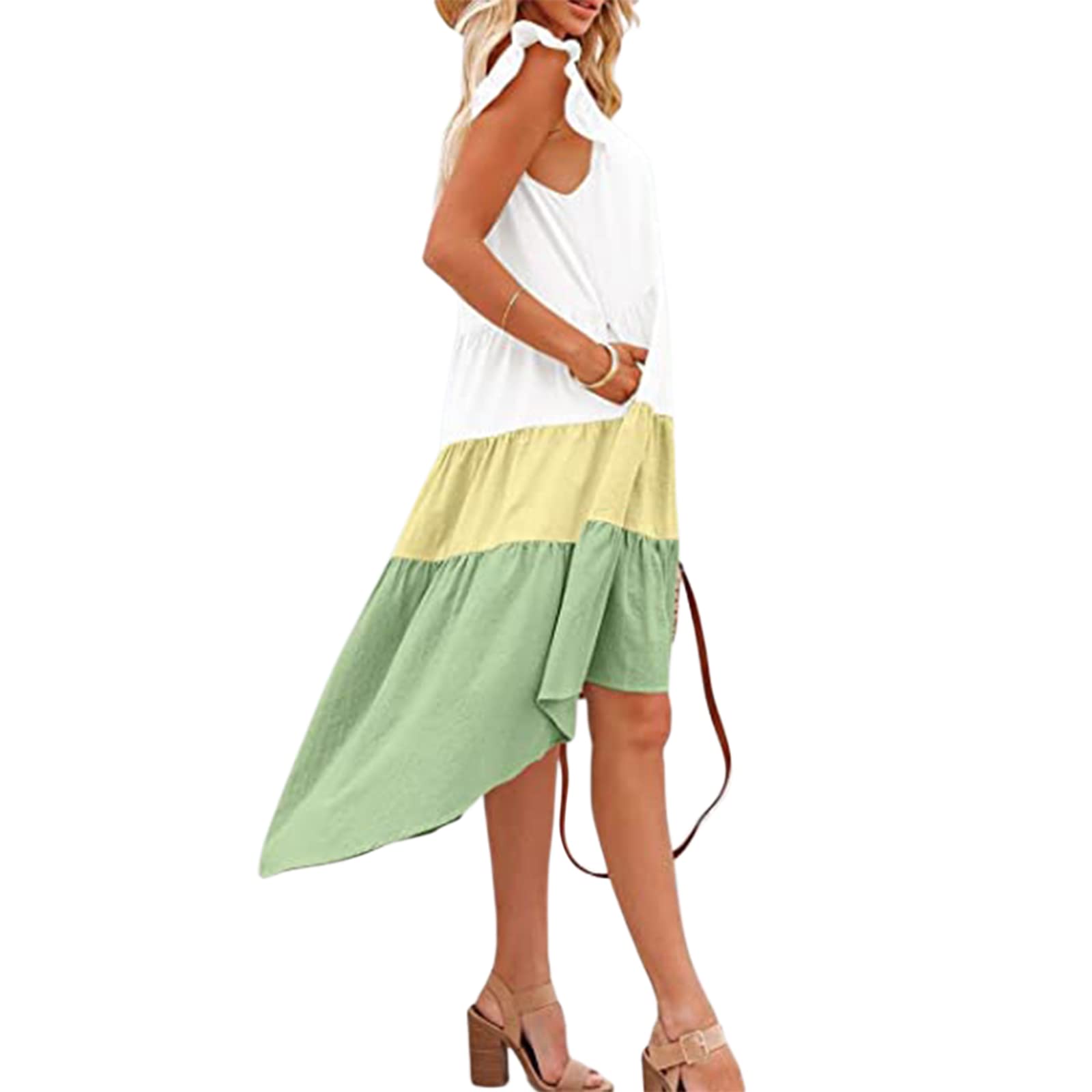Bohemian Summer Dresses for Women 2023 - Sleeveless Ruffle Tiered Maxi Dress with Spaghetti Straps | Beach Cover Up, Vacation Outfit, Festival Wear, Casual Sundress
