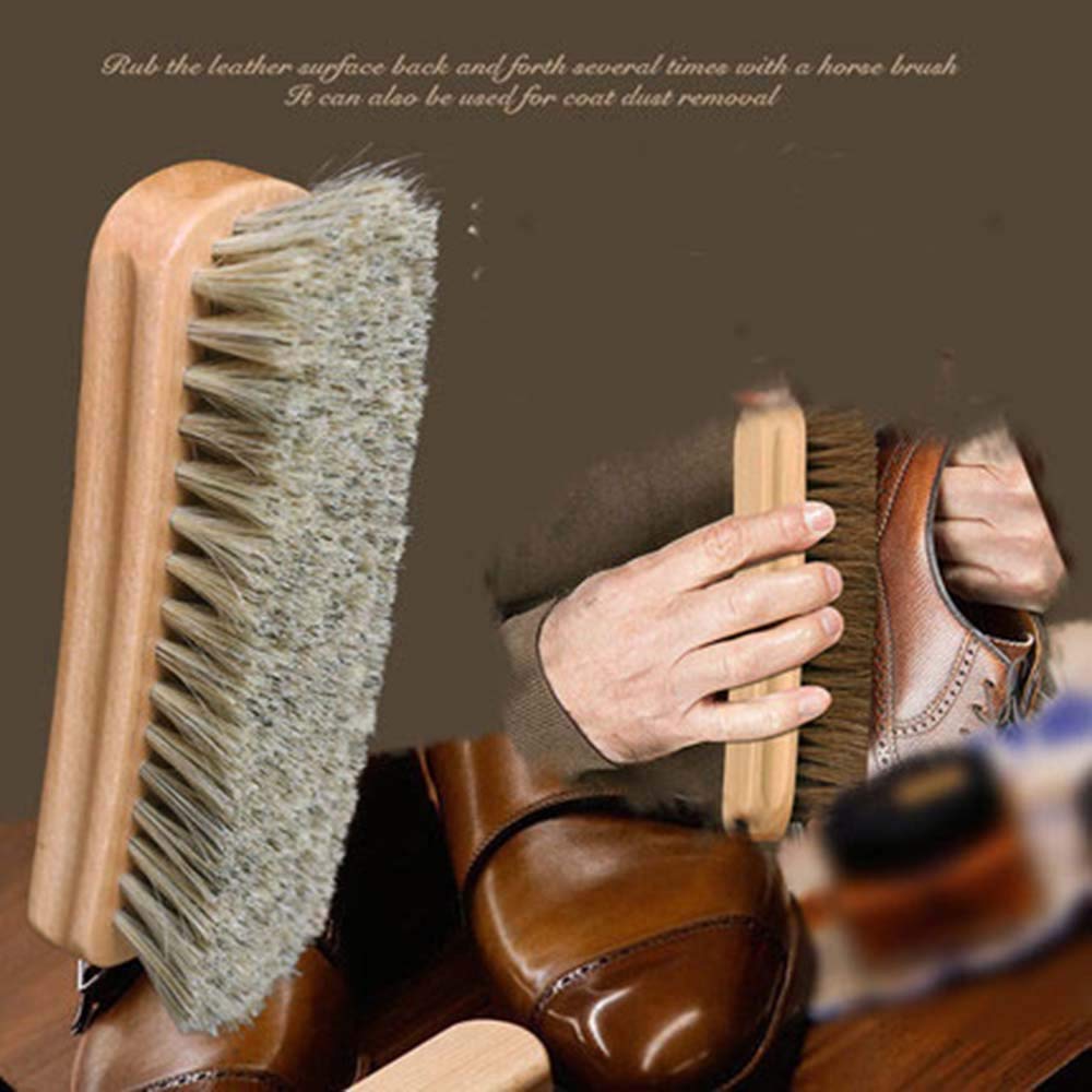 Premium Horsehair Shoe Shine Brush for Boots & Leather Care - Soft Bristle Shoe Polishing Brush for Men & Women - Perfect for Dress Shoes, Boots & Leather Accessories - Home & Office Shoe Care Essential