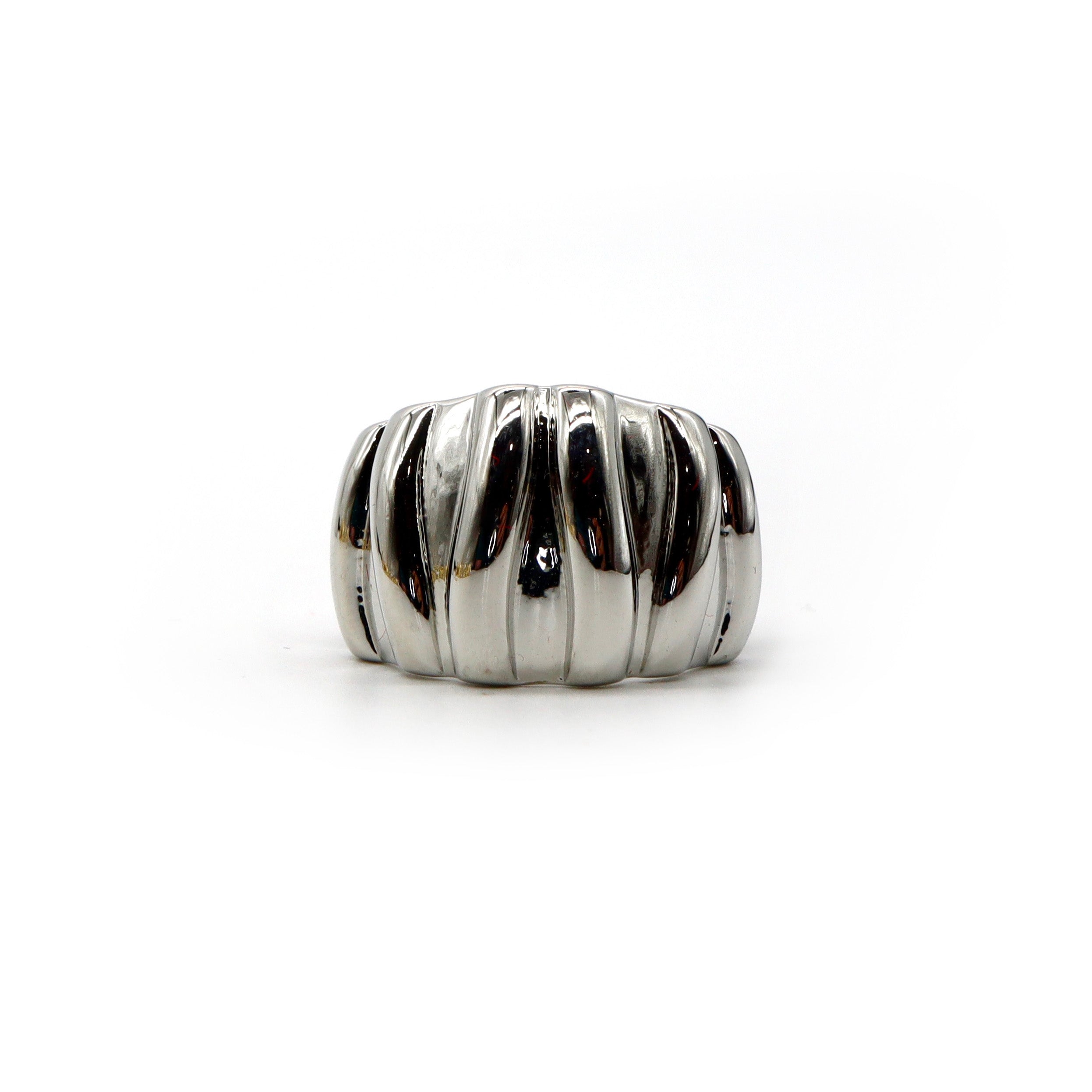 ROMALI Stainless Steel Adjustable Grooved Ring for Women - Elegant Stackable Jewelry for Everyday Wear, Gift Giving & Special Occasions