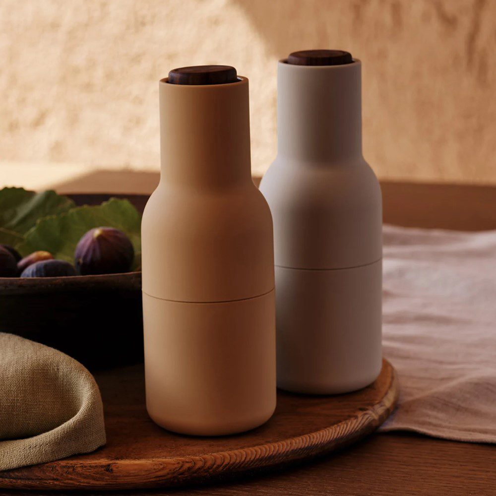 Premium AUDO CPH Salt and Pepper Grinder Set - Adjustable Ceramic Mill with Walnut Wood Lid - Perfect for Kitchen, Dining Table & Gift Giving