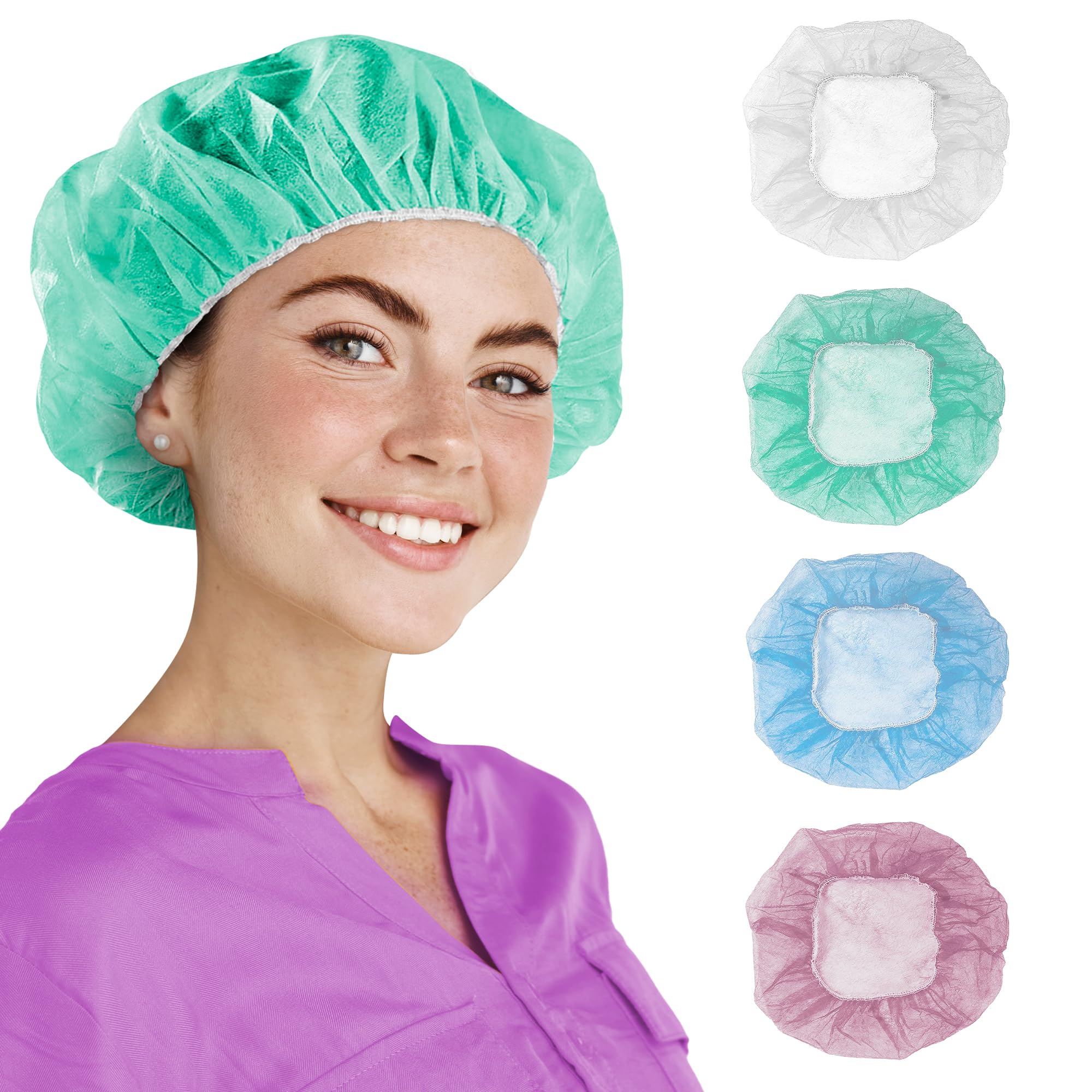 AMZ Medical Supply Green Disposable Bouffant Caps - 24 Inch, Pack of 1000 | Breathable Polypropylene Hair Covers for Nurses & Food Service Workers | Elastic Band Medical Caps for Hospitals, Restaurants & Healthcare Facilities