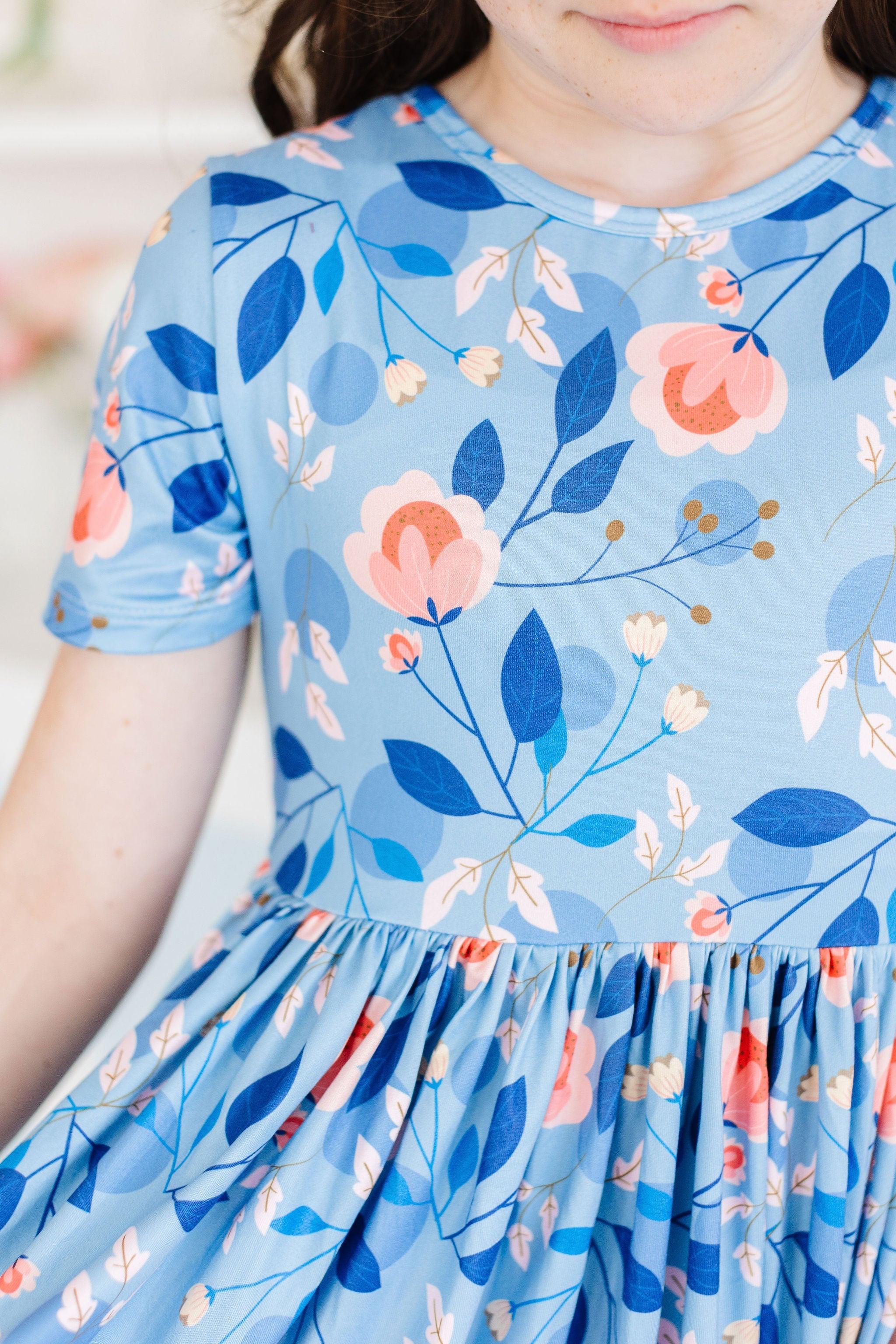 Country Blooms Short Sleeve Pocket Twirl Dress - Floral Summer Swing Dress for Women, Perfect for Beach Vacations, Garden Parties & Casual Outings