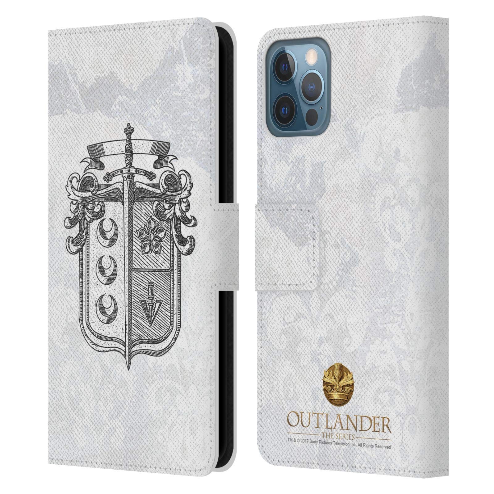 Officially Licensed Outlander Fraser Crest Leather Book Wallet Case for Apple iPhone 12/12 Pro - Vintage Style Phone Cover with Clan Seal Design - Perfect for Fans, Travel & Daily Use