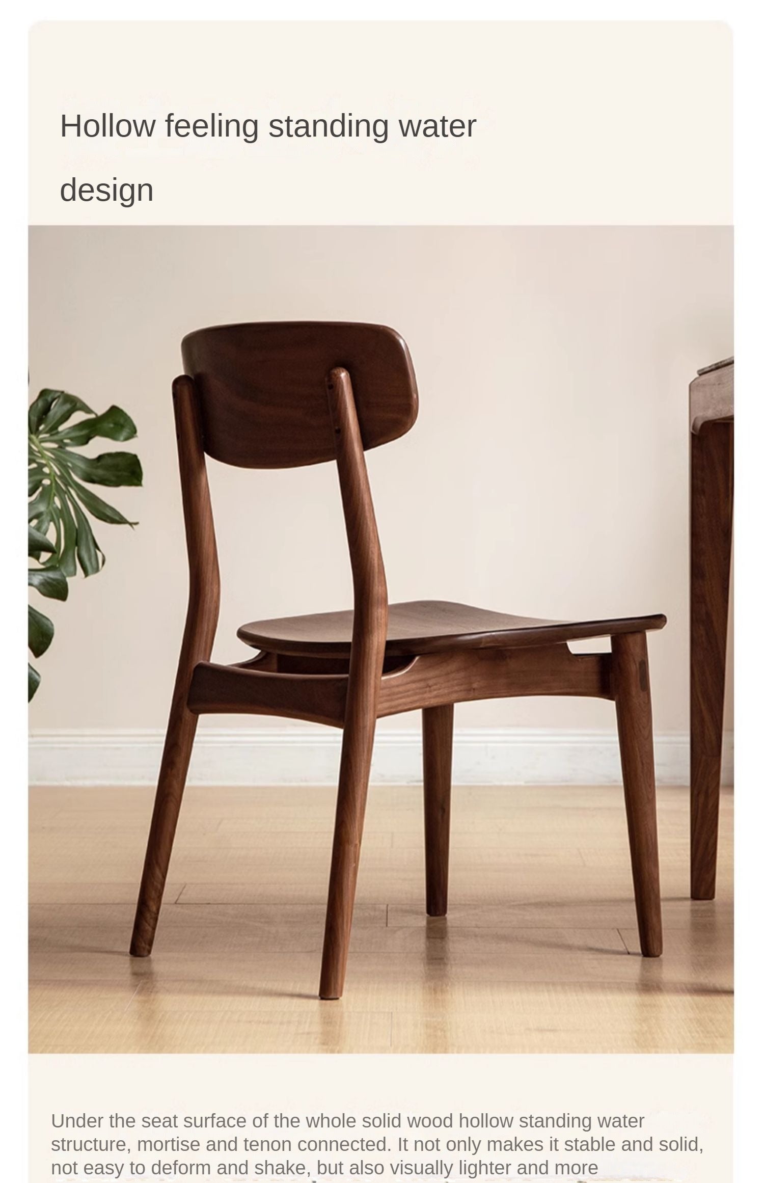 Premium Black Walnut & Ash Solid Wood Modern Dining Chairs Set of 4 - Elegant Backrest Design for Dining Room, Kitchen, or Office