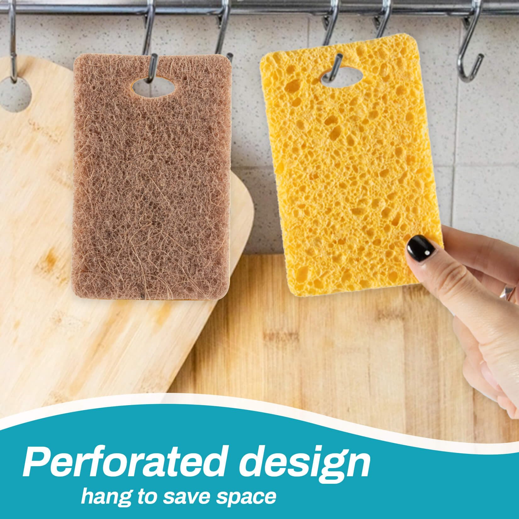 10PCS Natural Biodegradable Kitchen Sponges - Eco-Friendly Non-Scratch Dish Sponges for Cleaning Dishes, Cookware & Countertops | Perfect for Sustainable Home & RV Use