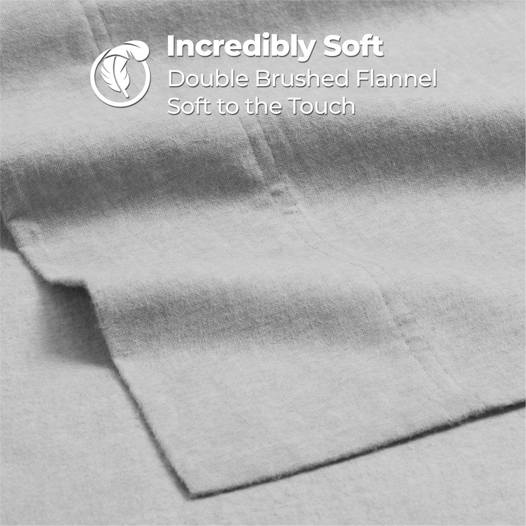 Premium Melange Flannel Cotton Two-Toned Brushed Pillowcases Set of 2 - Soft & Cozy for Winter Nights - Perfect for Bedroom, Guest Room & Home Decor