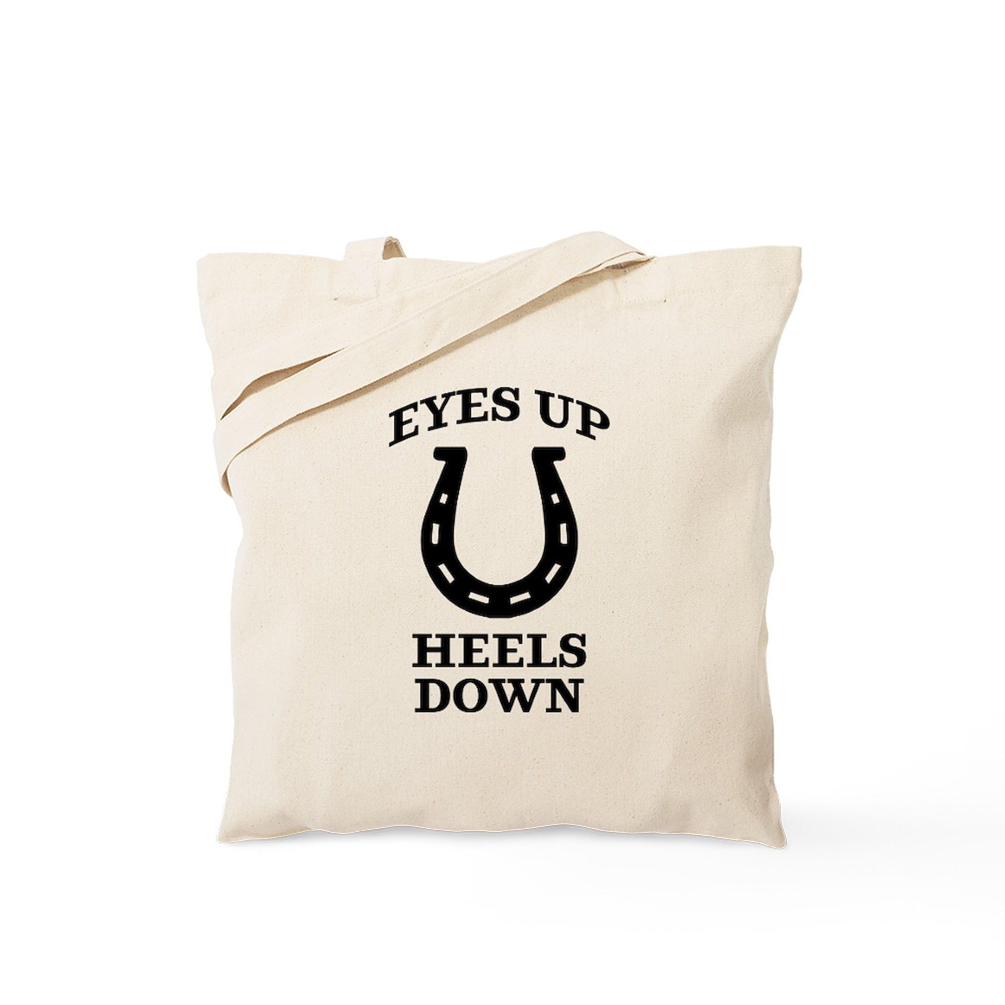 Eyes Up Heels Down Canvas Tote Bag - Natural Reusable Shopping Bag for Women, Eco-Friendly Grocery Tote for Work, Gym & Beach