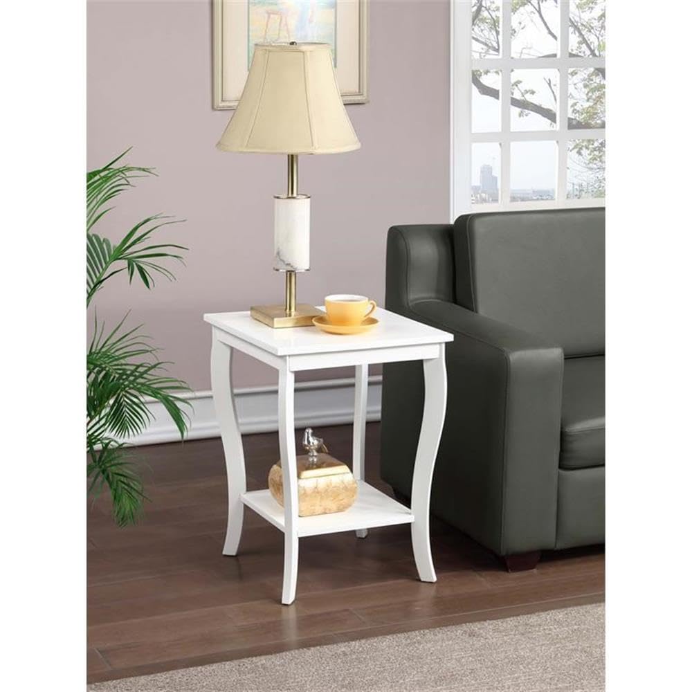 White Wood Finish Square End Table Set of 2 - Modern Side Table for Living Room, Bedroom, or Office - Home Square Furniture