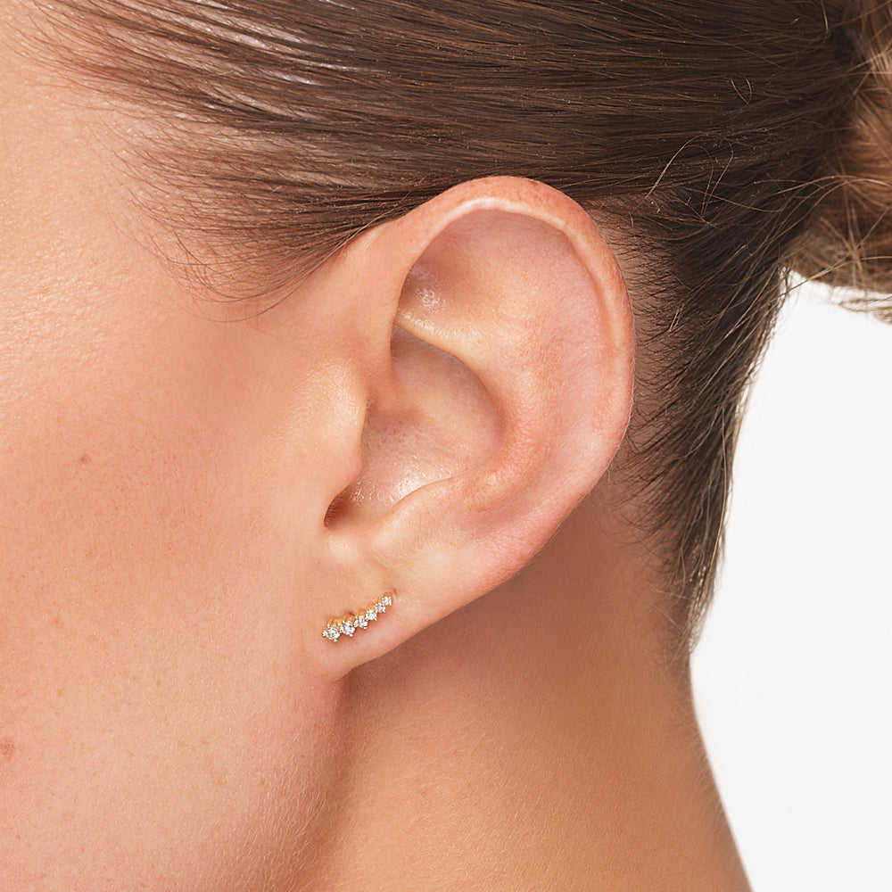 10k Gold Diamond Climber Stud Earrings for Women - Elegant Everyday & Party Jewelry Gift