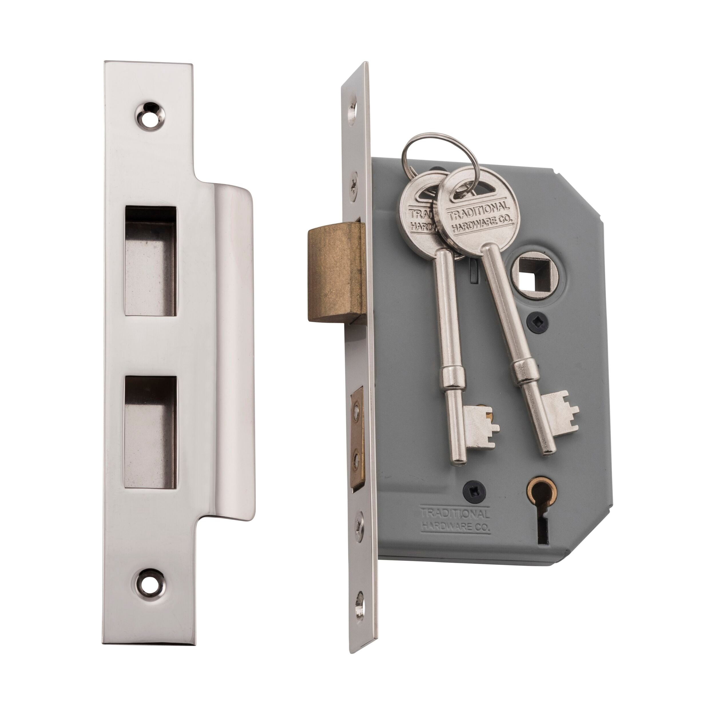 5 Lever Mortice Lock - Polished Nickel Finish, 57mm Backset, 46mm CTC - Ideal for Residential & Commercial Security Doors