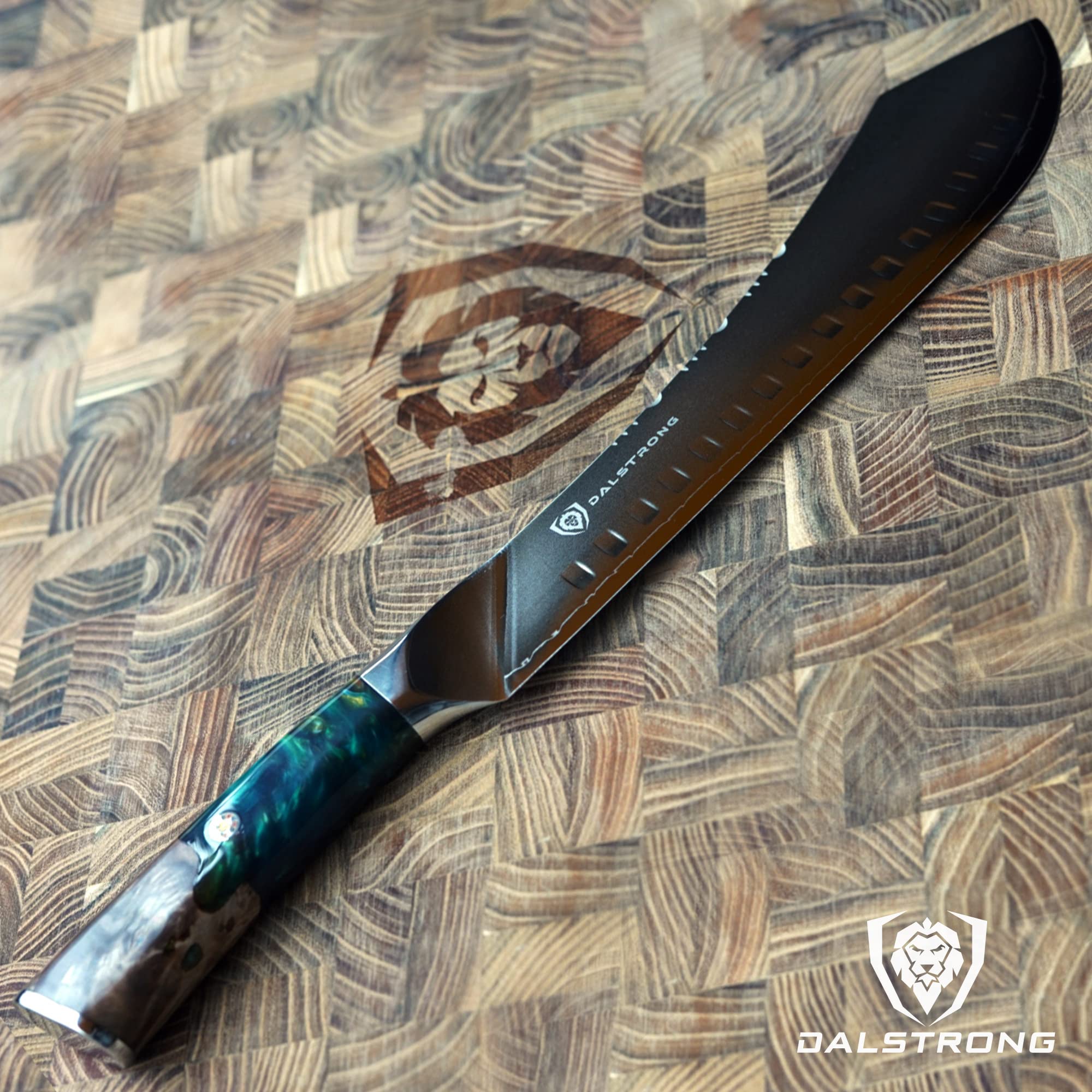 Dalstrong 10-Inch Bull-Nose Butcher Knife - Valhalla Series Premium 9CR18MOV High Carbon Steel Kitchen Knife with Celestial Resin & Wood Handle - Razor Sharp BBQ Meat Cleaver, Breaking Knife with Leather Sheath - Perfect for Butchering, Meat Processing, and Professional Kitchen Use