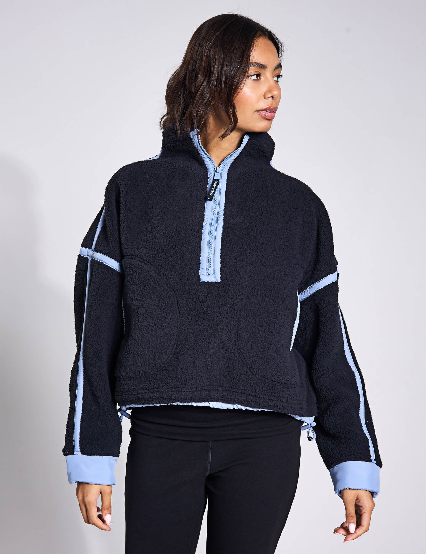Mountain High 1/2 Zip Fleece Jacket - Black & Blue Grey Combo | Warm & Comfortable Outdoor Pullover for Hiking, Camping & Casual Wear