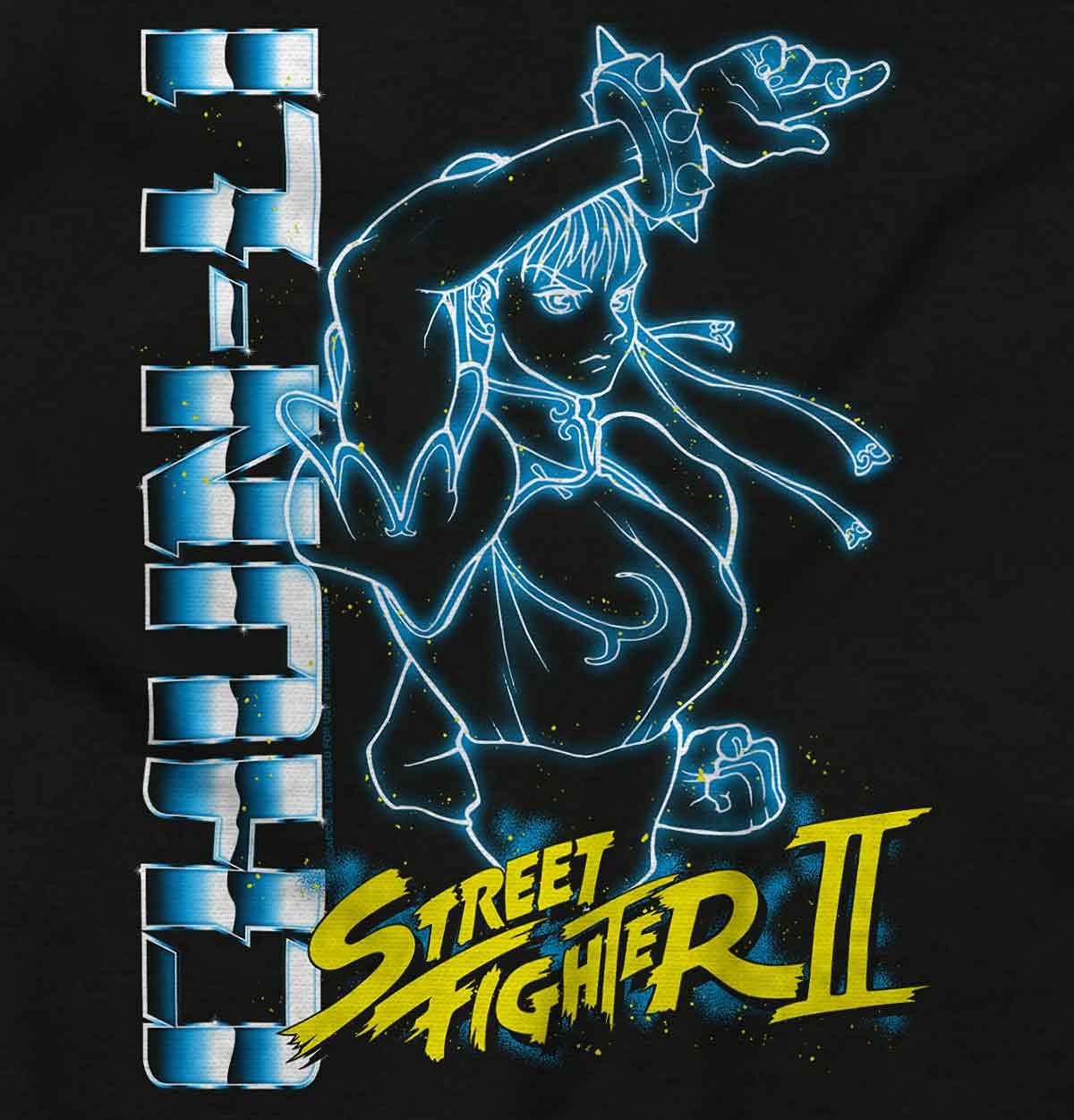 Brisco Brands Street Fighter 90s Gamer Chun-Li Women's Graphic Tee - Retro Video Game T-Shirt for Casual Wear & Cosplay