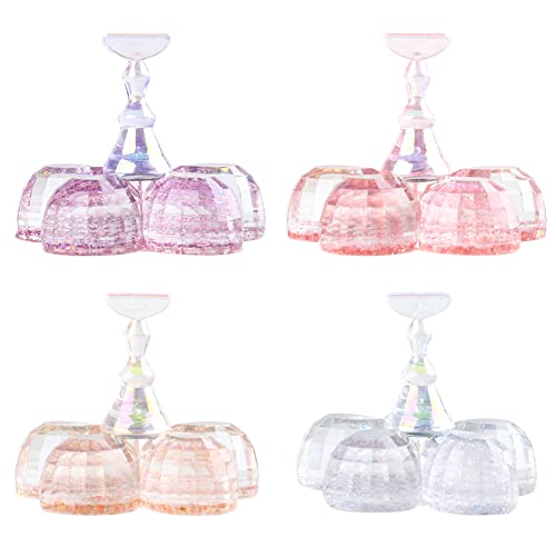 4 Sets Magnetic Nail Art Practice Stand - Flower-shaped Nail Tip Training Display Holder with 4 Magnetic Stands for Manicure & Nail Art Training, Multicolor | Perfect for Salon Practice, DIY Nail Art & Professional Nail Technician Training