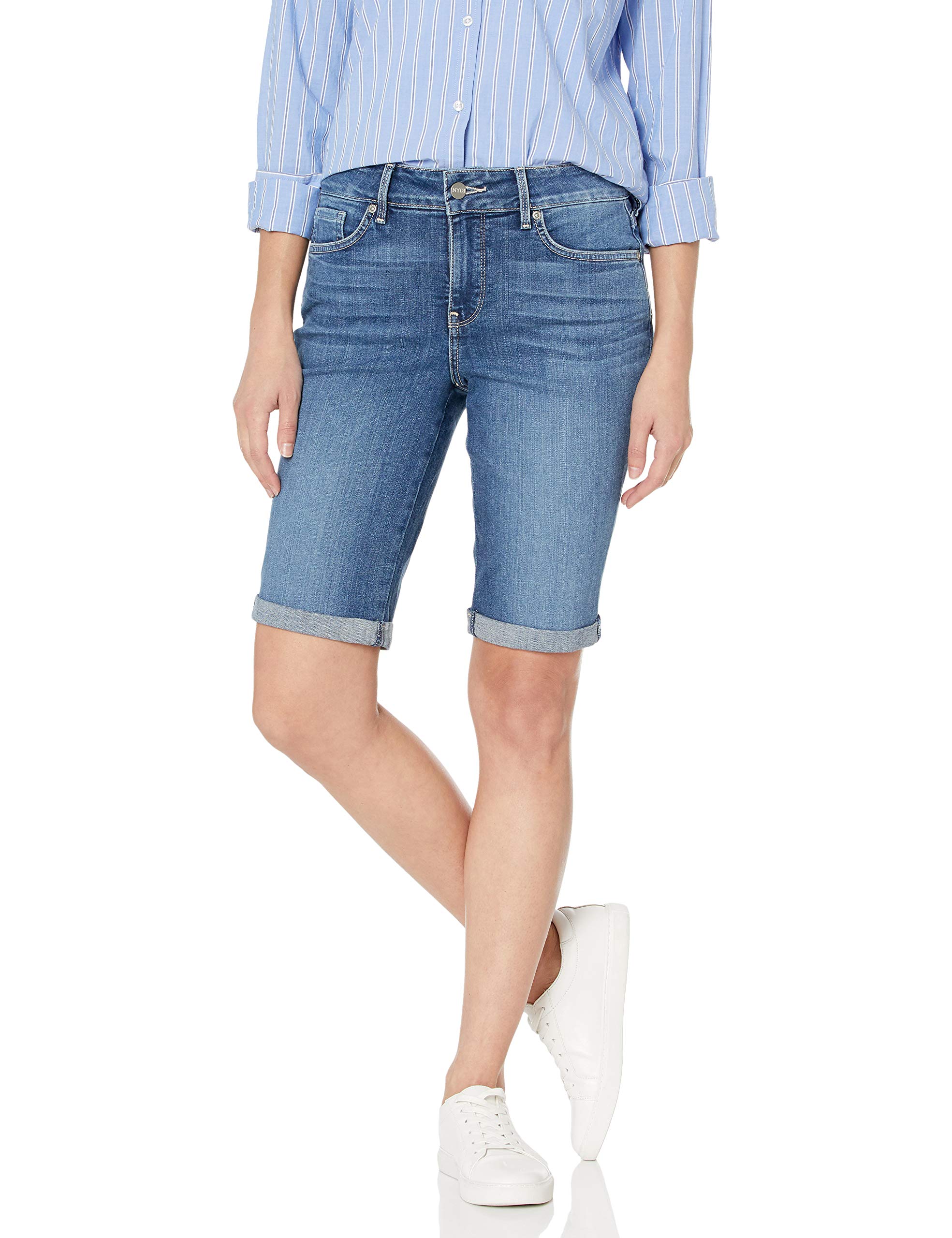 NYDJ Women's Briella Roll Cuff Jean Slimming Denim Shorts - High Waisted Stretch Comfort for Casual Outfits & Summer Style