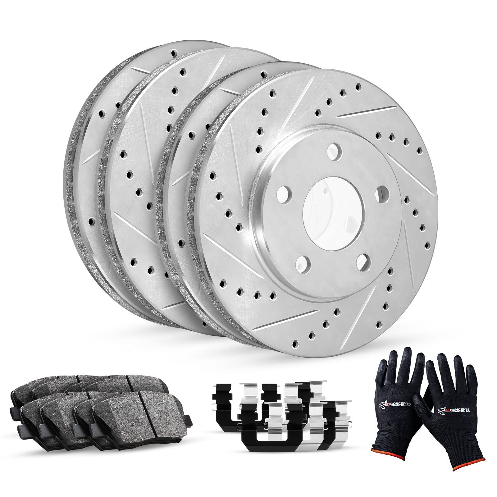 R1 Concepts Premium Ceramic Brake Pads and Rotors Kit - Front & Rear Brake System with Hardware - Fits 2003-2004 Nissan Murano - Perfect for Daily Driving, City Commuting & Highway Performance