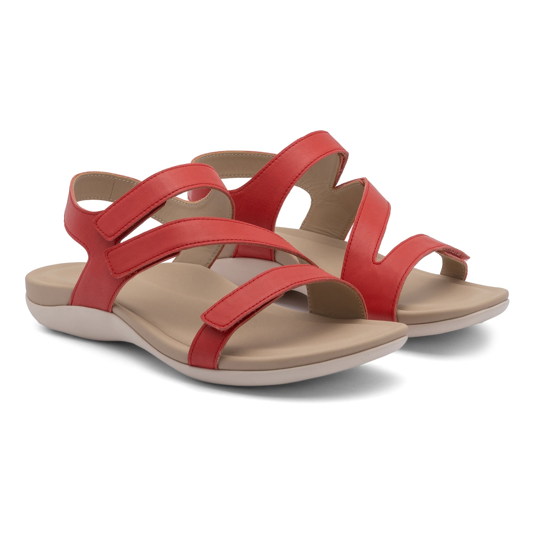 Abeo Oasis Comfort Sandals for Women - Red | Arch Support & Cushioned Footbed | Perfect for Walking, Travel & Beach Vacations