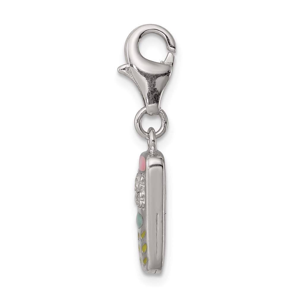 925 Sterling Silver Cubic Zirconia & Enamel Phone Charm Pendant - Elegant Women's Fine Jewelry Gift for Her - Perfect for iPhone, Android, Keychains & Accessories