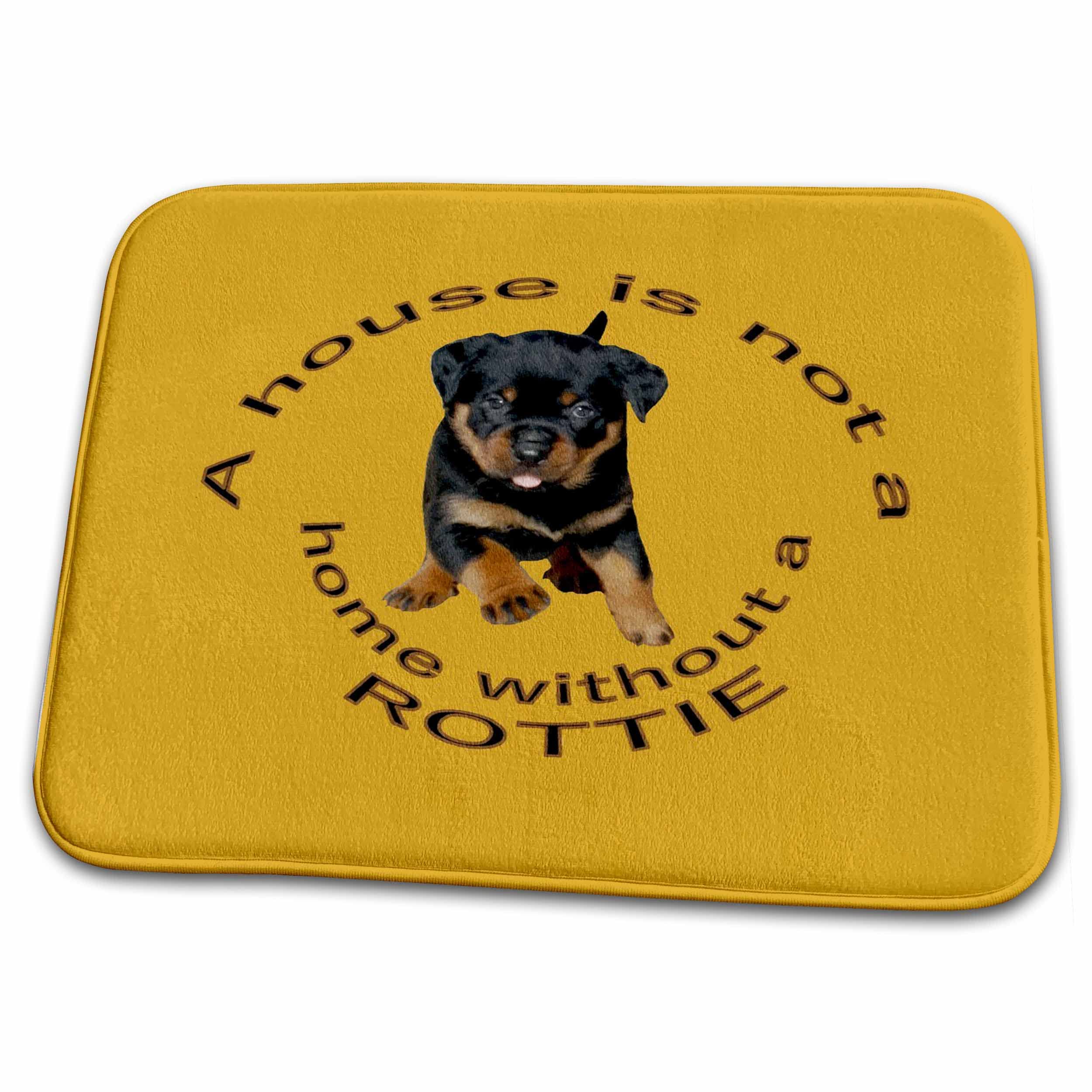 Rottweiler Dish Drying Mat - Cute Rottweiler Puppy Non-Slip Kitchen Mat - Perfect for Kitchen Counter, Sink Area & Pet Lover Home Decor