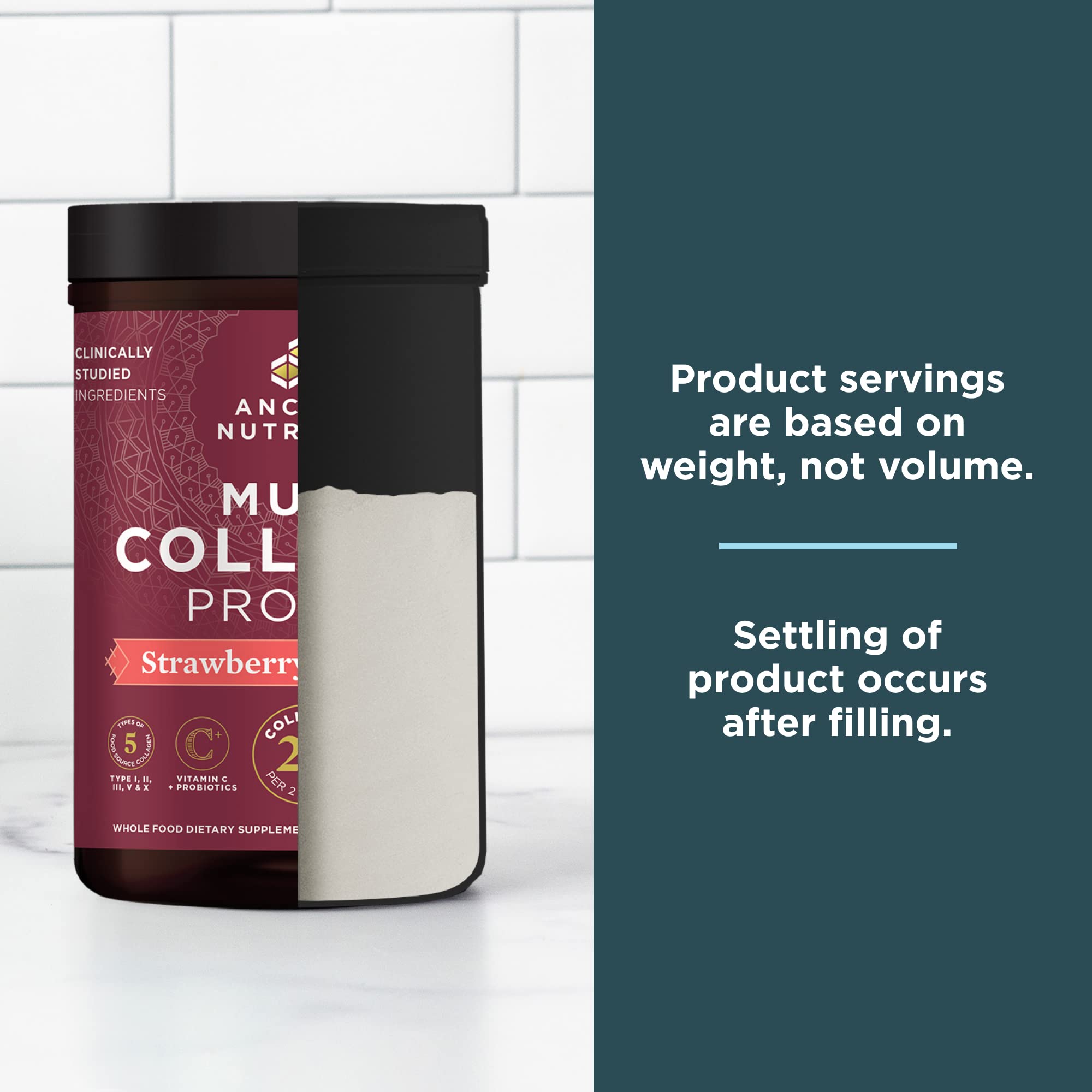 Ancient Nutrition Multi Collagen Protein Powder - Strawberry Lemonade Flavor, 45 Servings (18.1oz) with Hydrolyzed Collagen Peptides & Vitamin C for Skin, Hair, Nails, Gut & Joint Health | Supports Glowing Skin & Stronger Nails | Perfect for Smoothies, Coffee & Post-Workout Recovery