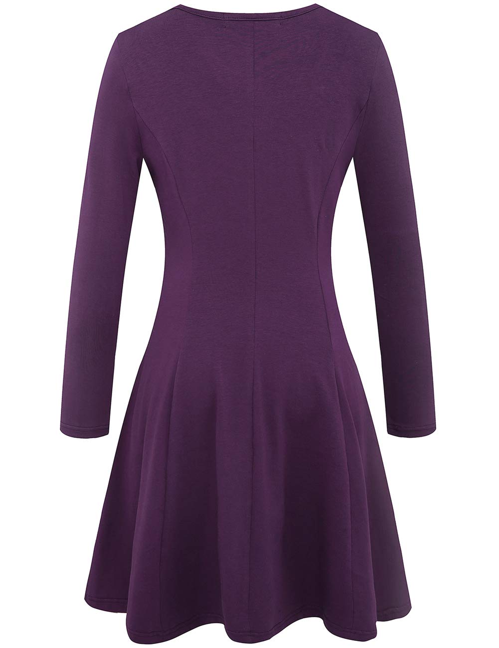 Aphratti Women's Long Sleeve Spring Dress - Casual Crew Neck A-Line Skater Dress with Flare Fit | Perfect for Office Wear, Date Night & Spring Outings