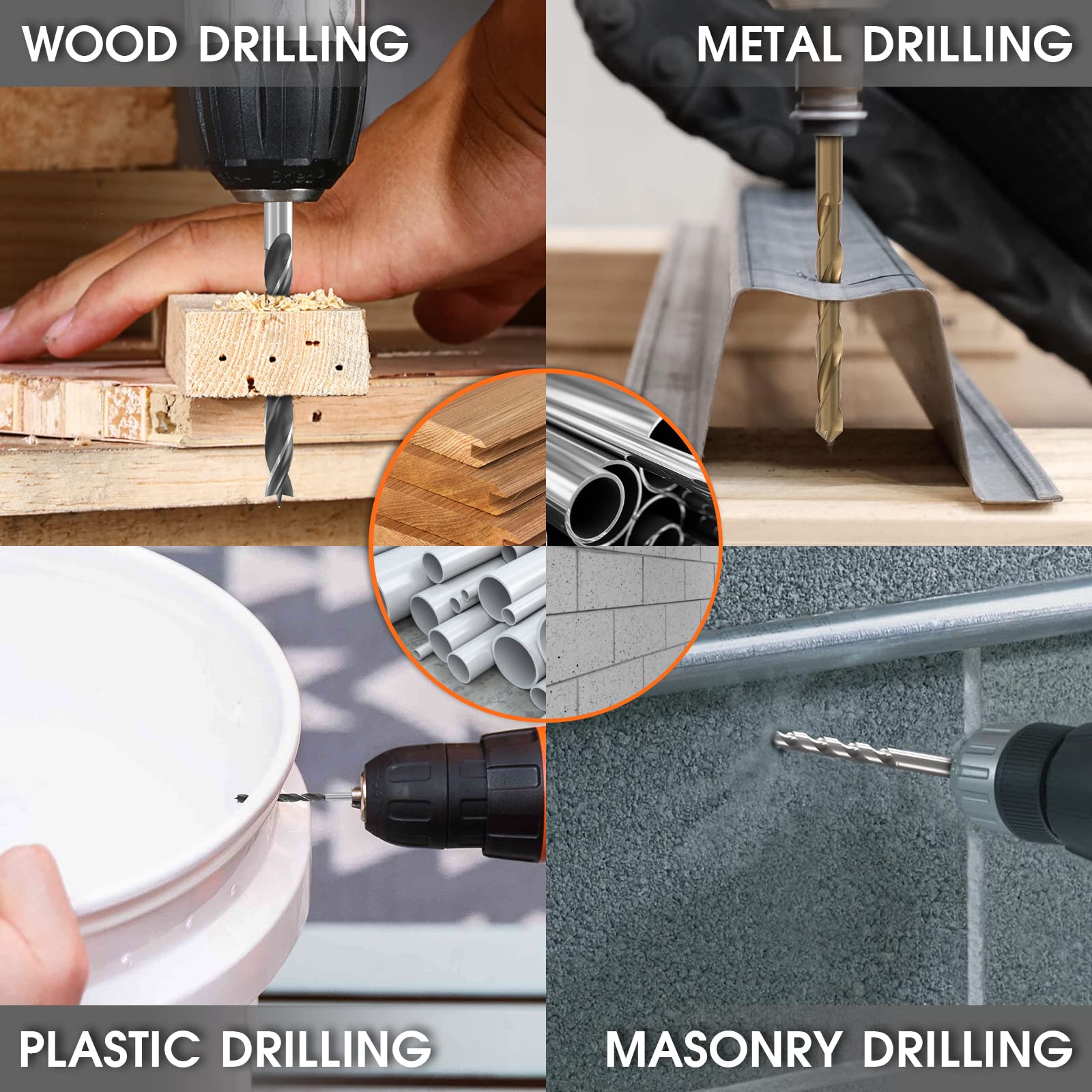 ENERTWIST 109-Piece Titanium & High-Speed Steel Drill Bit Set for Metal, Wood & Masonry - Includes Screwdriver Bits & Ratchet Screwdriver in Storage Case - Perfect for DIY Projects, Home Repairs & Professional Construction Work