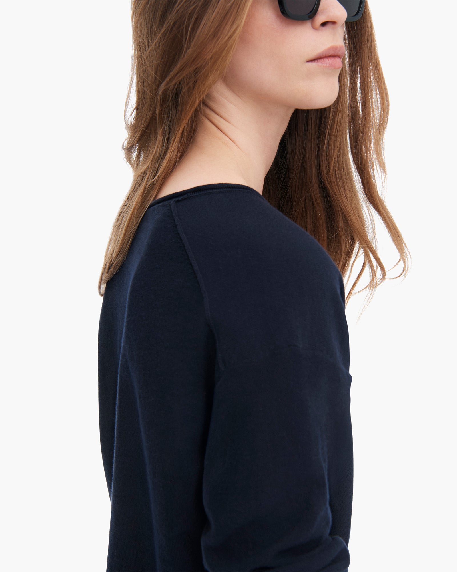 Soft Cotton Cashmere Blend Boxy V-Neck Sweater for Women - Dark Navy | Cozy Winter Pullover for Casual Outfits & Layering