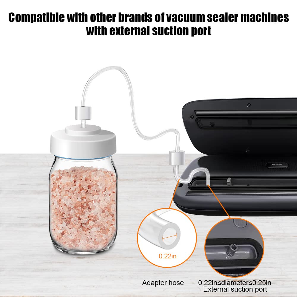 HiFan Wide & Regular Mouth Mason Jar Vacuum Sealer Kit - Compatible with Foodsaver & Most Vacuum Sealers | Includes Accessory Hose, Adapter & Manual Pump | Perfect for Food Storage, Meal Prep & Preserving Freshness