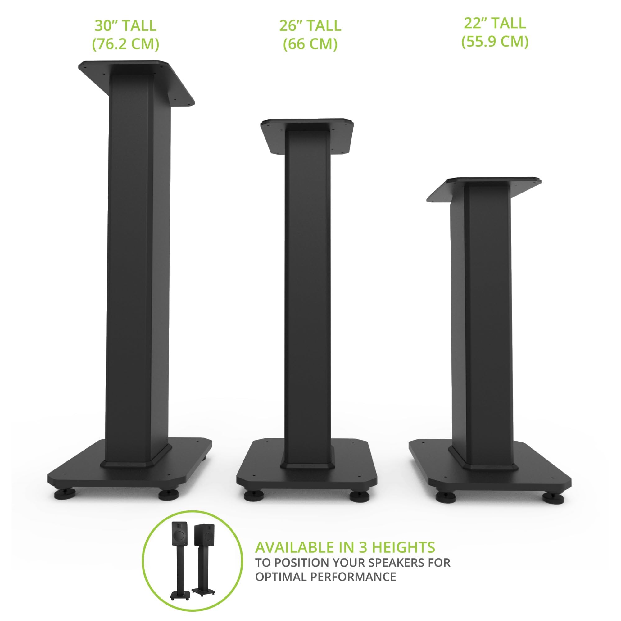 Kanto SX22 Universal Adjustable Speaker Stands for Bookshelf Speakers - 22