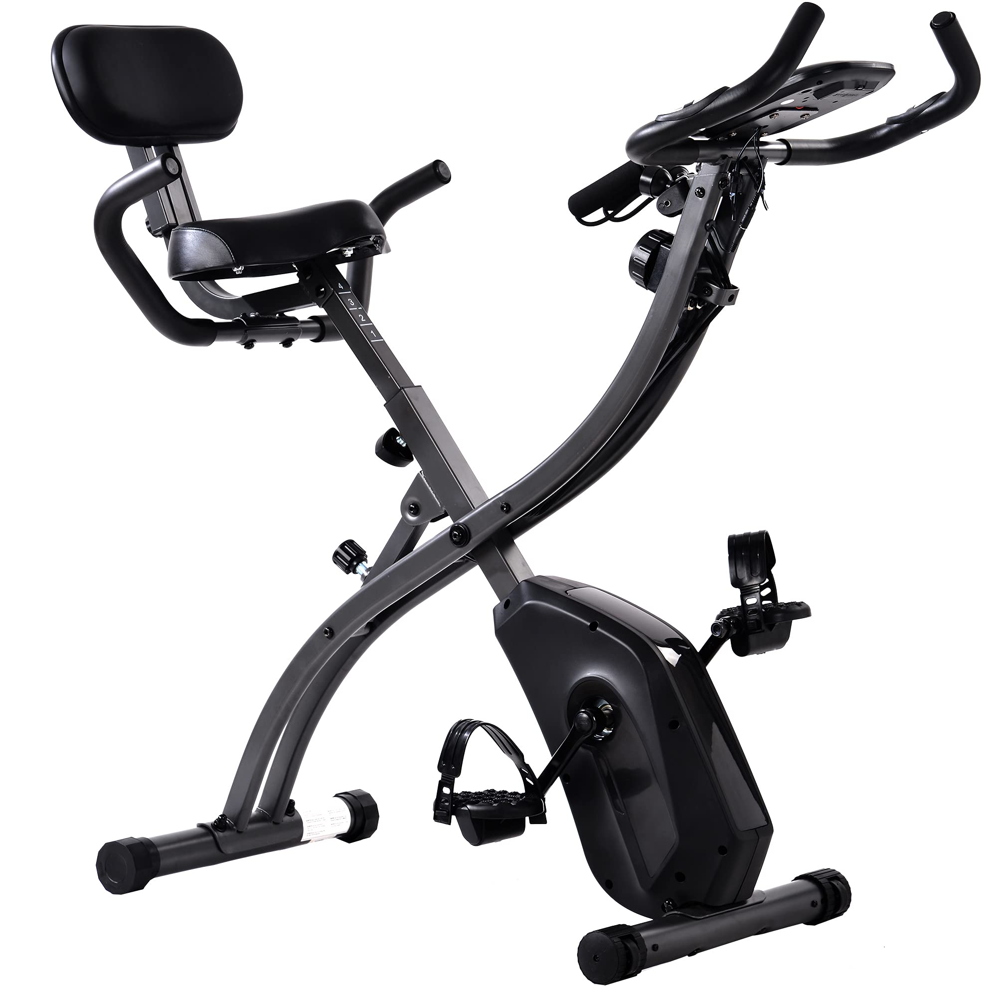 Foldable Exercise Bike for Home Workout - 8-Level Magnetic Resistance & 4 Adjustable Positions | Compact Cardio Equipment for Small Spaces, Apartment Gym & Indoor Cycling Training