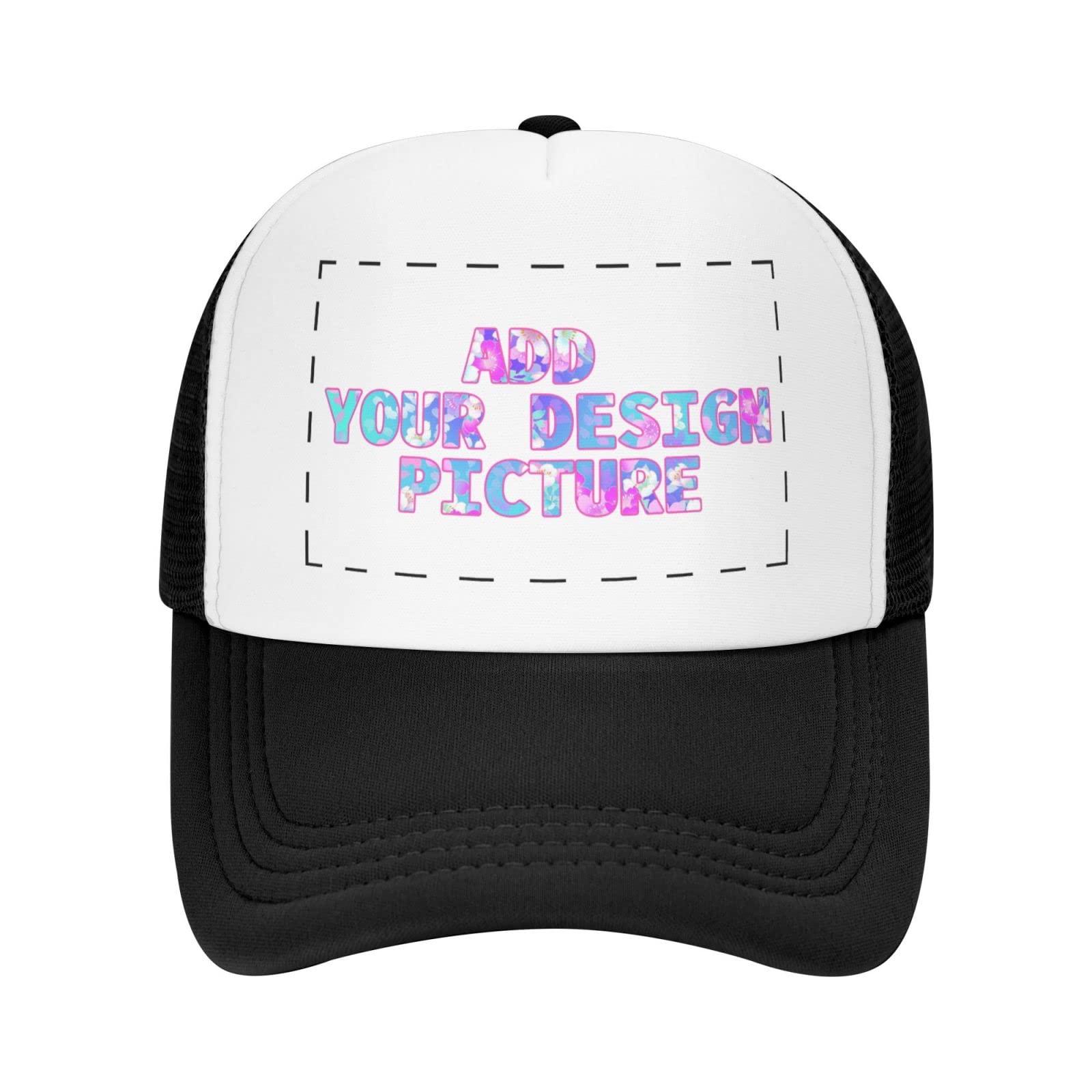 Custom Trucker Hats for Men & Women - Personalized Photo Baseball Caps - Design Your Own Hat - Black - Perfect for Sports, Outdoor Activities & Fashion Accessories