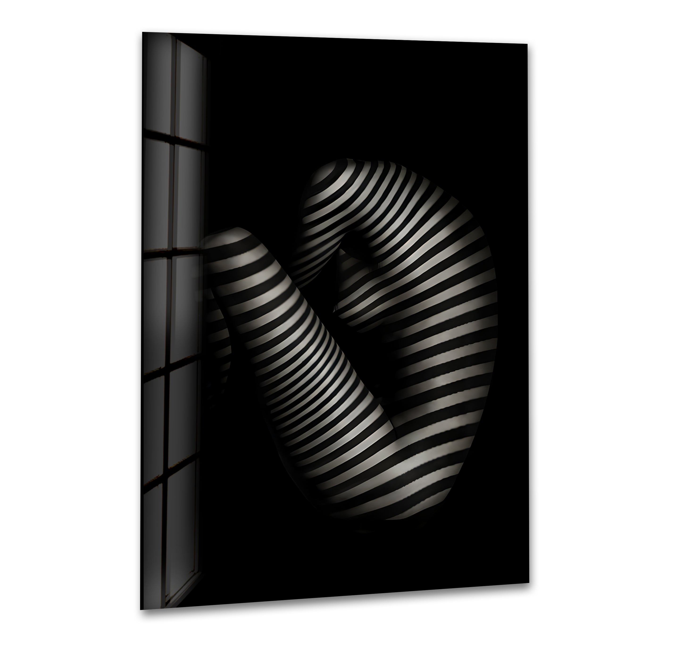 Black & White Erotic Art Glass Wall Decor - Modern Abstract Home Decor for Living Room, Bedroom & Office