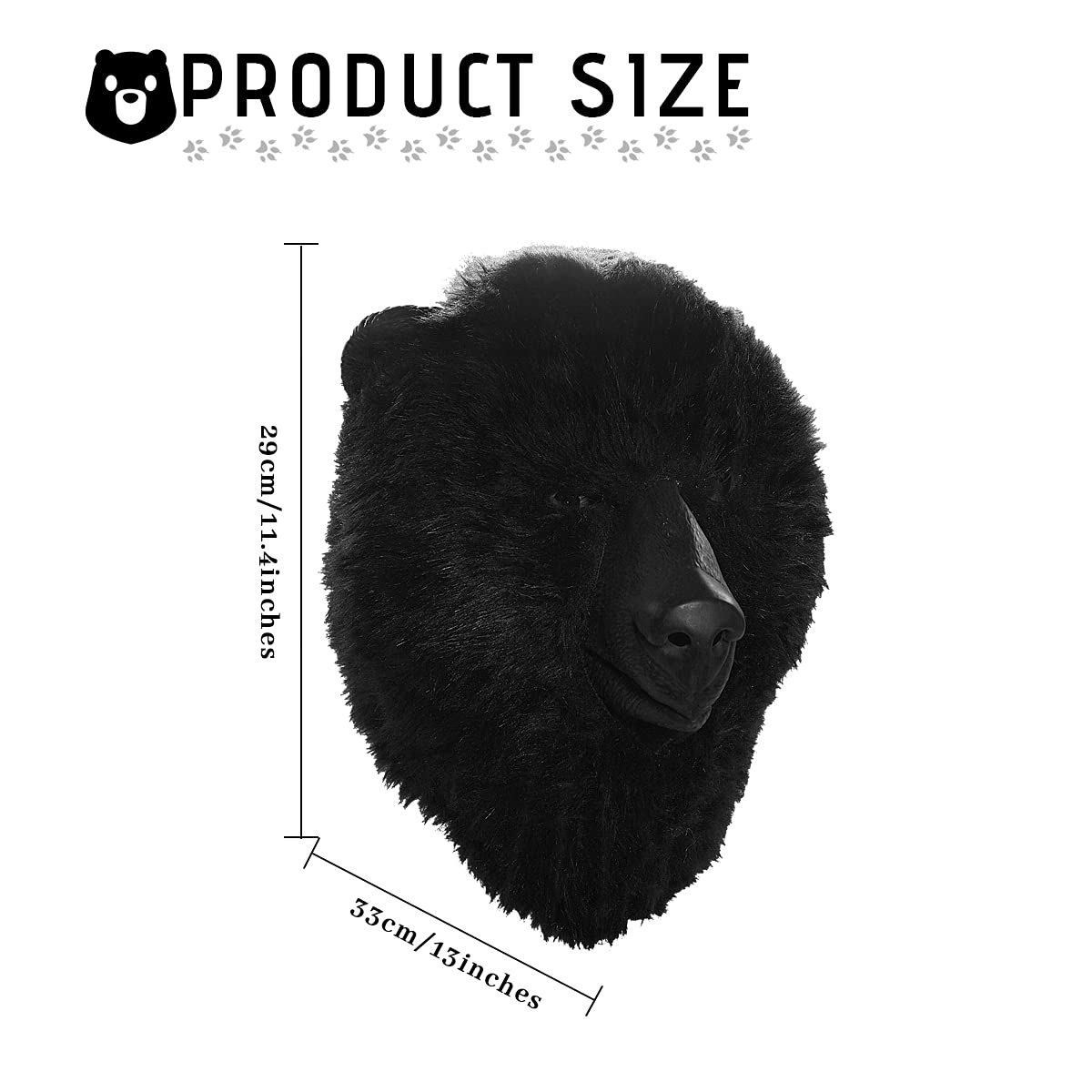 Black Bear Head Mask - Full Face Plush Bear Costume for Halloween, Cosplay & Costume Parties - Realistic Animal Head Masks for Adults & Kids - Perfect for Halloween Events, Themed Parties & Photo Shoots