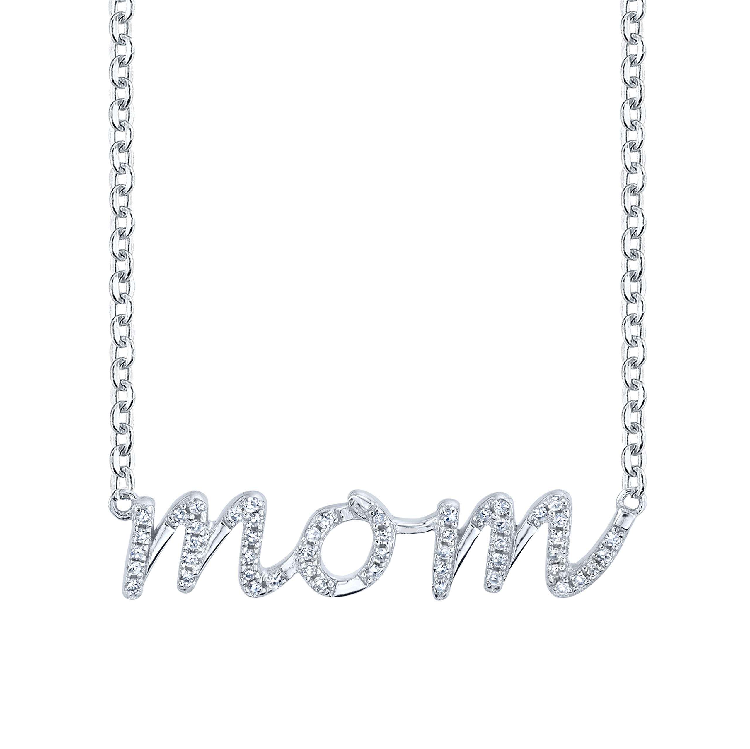 SERAFINA Diamond Name Charm Pendant Necklace for Women - 925 Sterling Silver Personalized Name Necklace with Natural Diamonds - 16