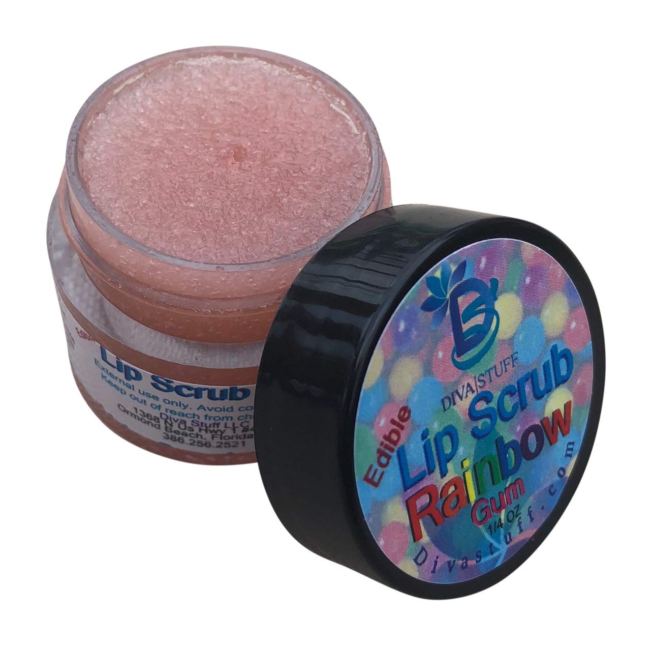 Diva Stuff Ultra Hydrating Lip Scrub - Gentle Exfoliator & Moisturizer for Soft Lips - Rainbow Gum Flavor - ¼ oz - Made in USA | Perfect for Dry Lips, Pre-Lipstick Prep & Nighttime Lip Care Routine