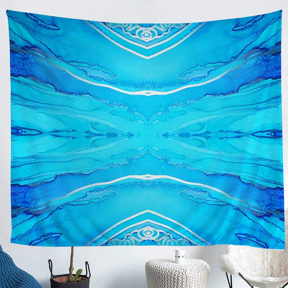 Abstract Blue Marble Tapestry Wall Hanging - Large 70.9x92.5 Inch Soft Polyester Art for Bedroom & Living Room Decor | Modern Textured Wall Blanket for Boho, Aesthetic Home Decor & Dorm Room Styling