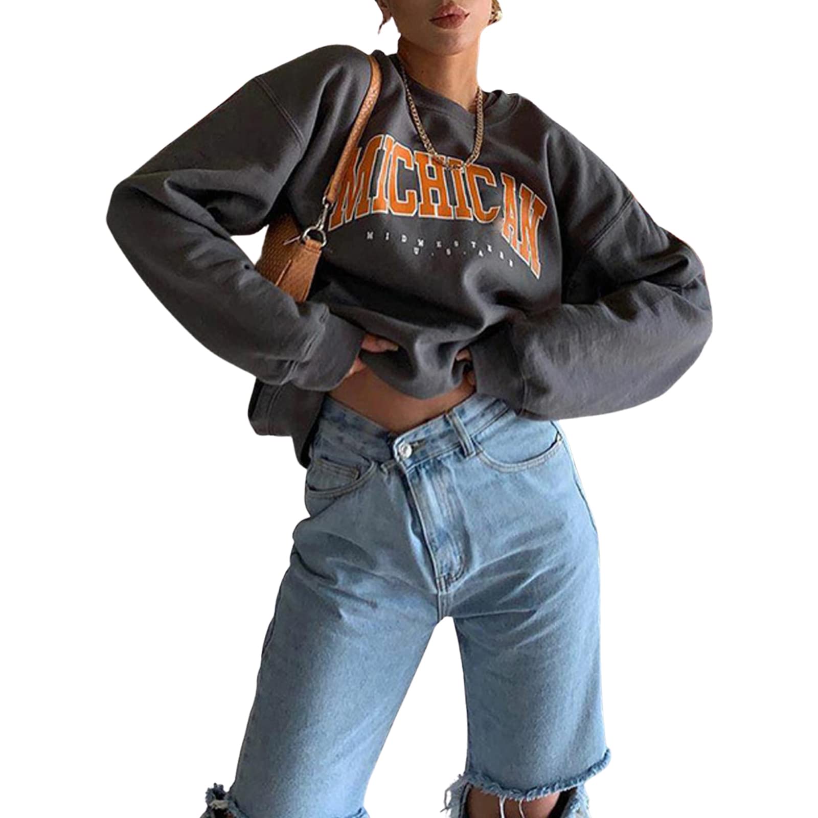 Women's Casual Alphabet Print Long Sleeve Hoodie - Loose Fit Pullover Sweatshirt for Spring Fall Winter | Perfect for Daily Wear, Lounge & Street Fashion