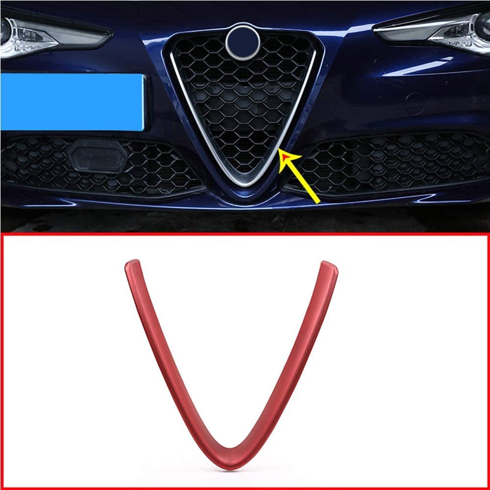 Alfa Romeo Giulia 2017-2019 Front Grille Trim - Frosted Red ABS Plastic Grill Frame (Excluding Stelvio & Quadrifoglio Models) | Style 2 | Perfect for Car Customization & Exterior Upgrades