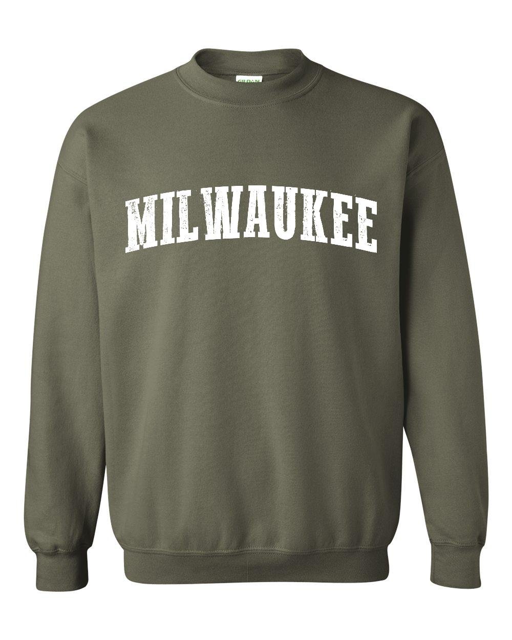 Milwaukee WI Map & Wisconsin Flag Unisex Crewneck Sweatshirt | Comfortable Casual Pullover for Travel, Gifts & State Pride
