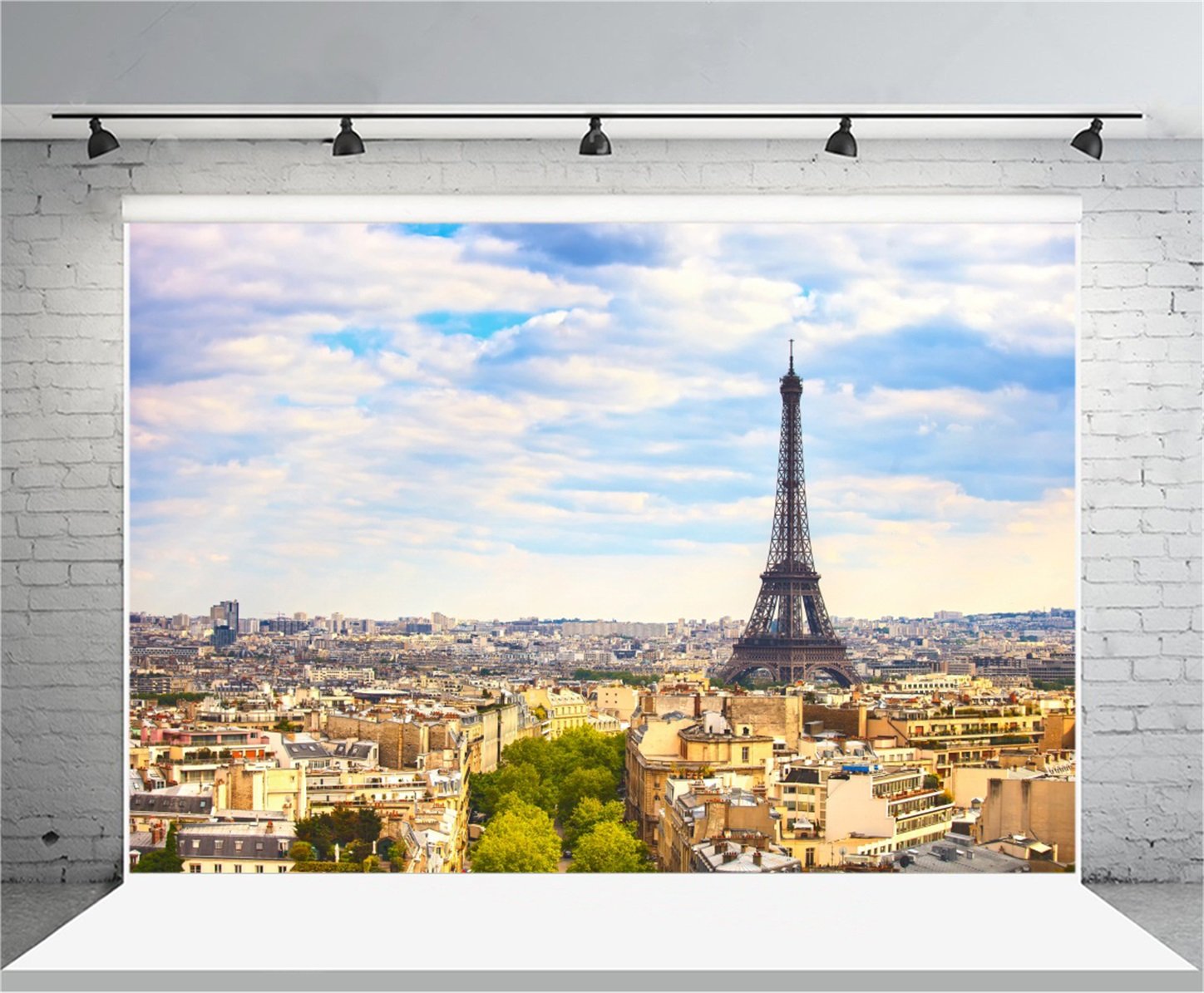 AOFOTO 7x5ft Gothic Ancient City Road House Eiffel Tower Photography Backdrop - High Resolution Sunny Day Background for Kids & Adults Portrait Studio, YouTube Videos, Wall Decor (Artistic Photo Props)